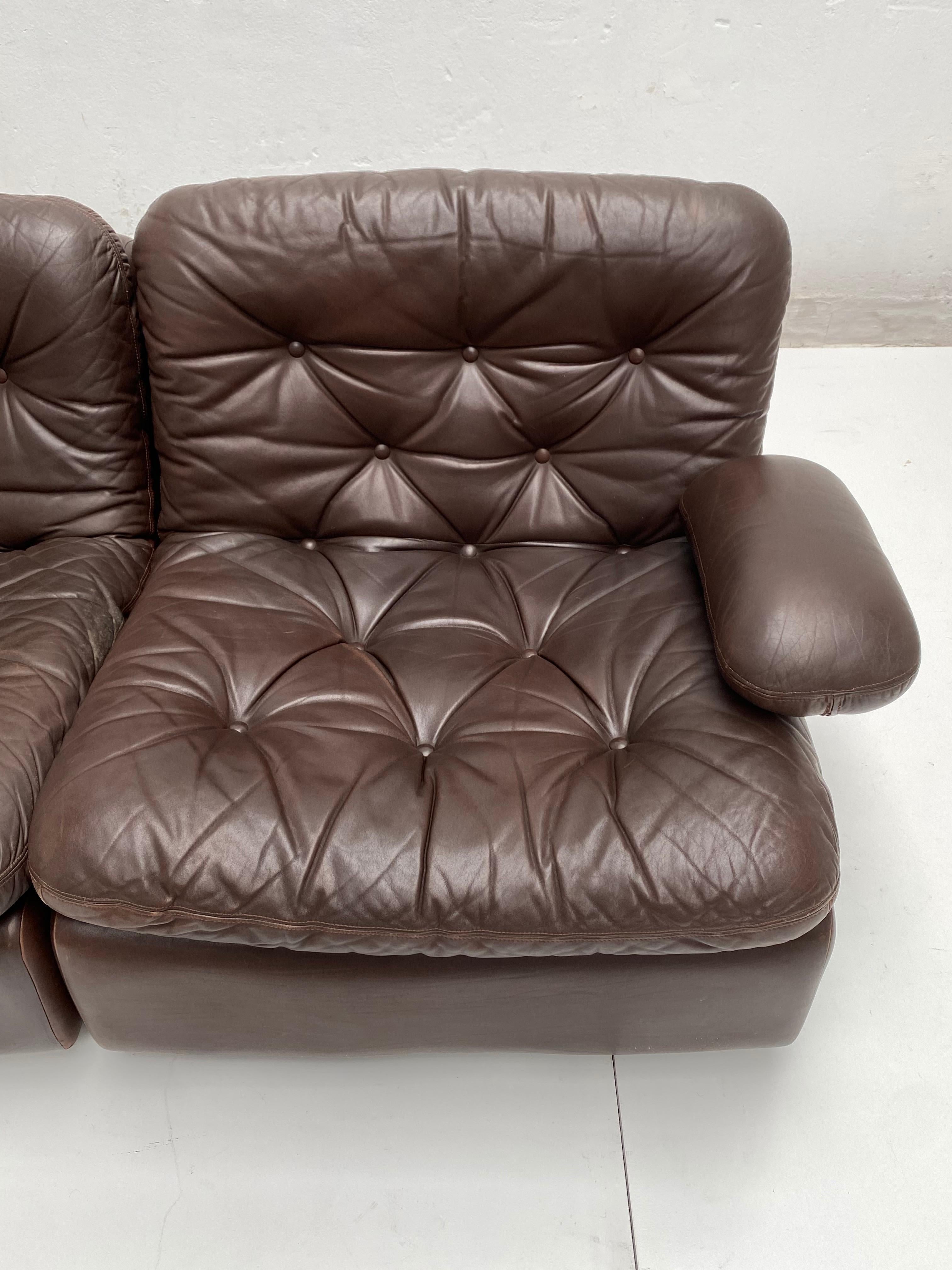 Chocolate Brown Leather 5-Piece Modular Seating System, COR Germany, 1970s 4