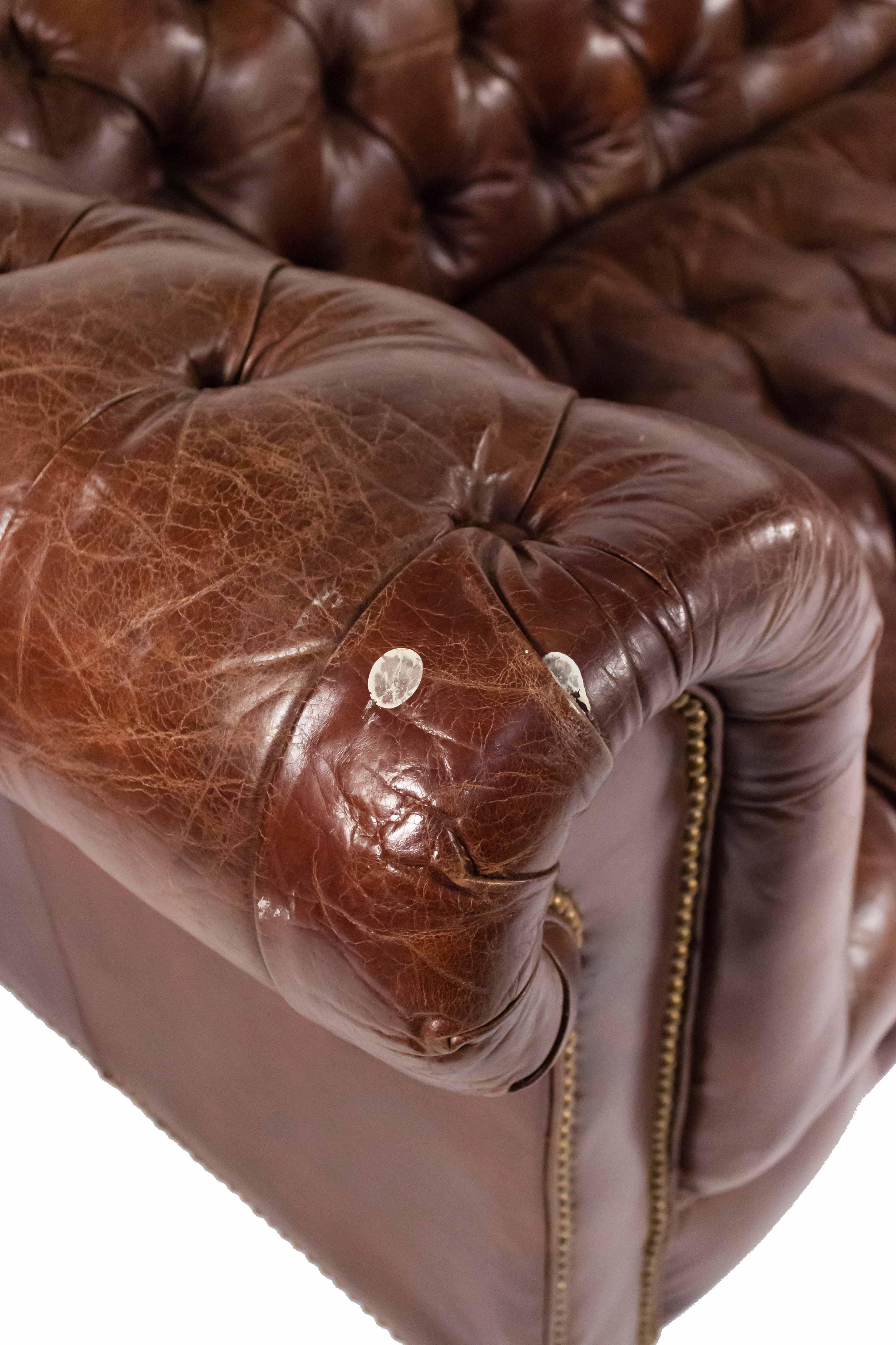 Victorian Chocolate Brown Leather Chesterfield Sofa