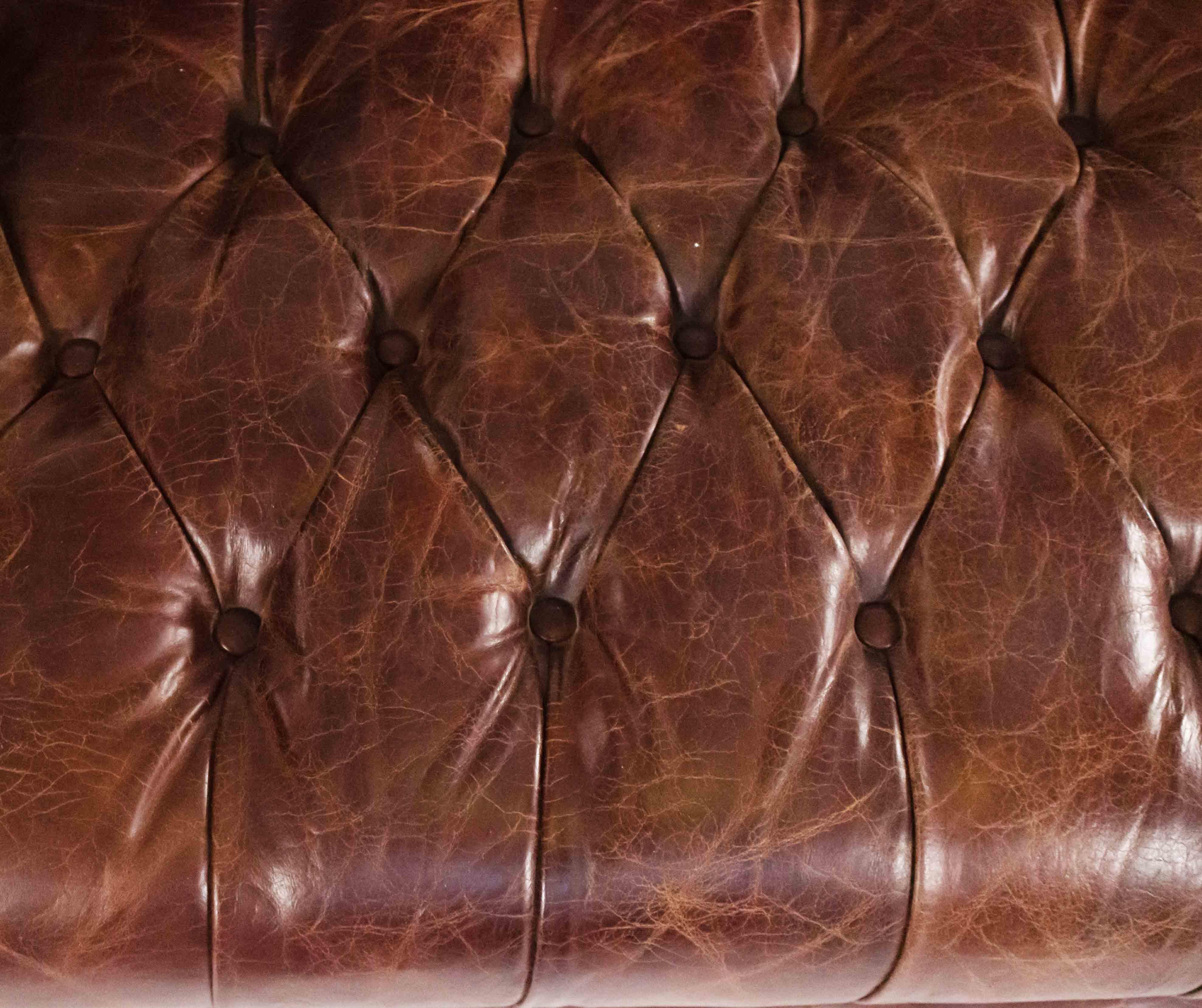 Chocolate Brown Leather Chesterfield Sofa In Good Condition In New York, NY