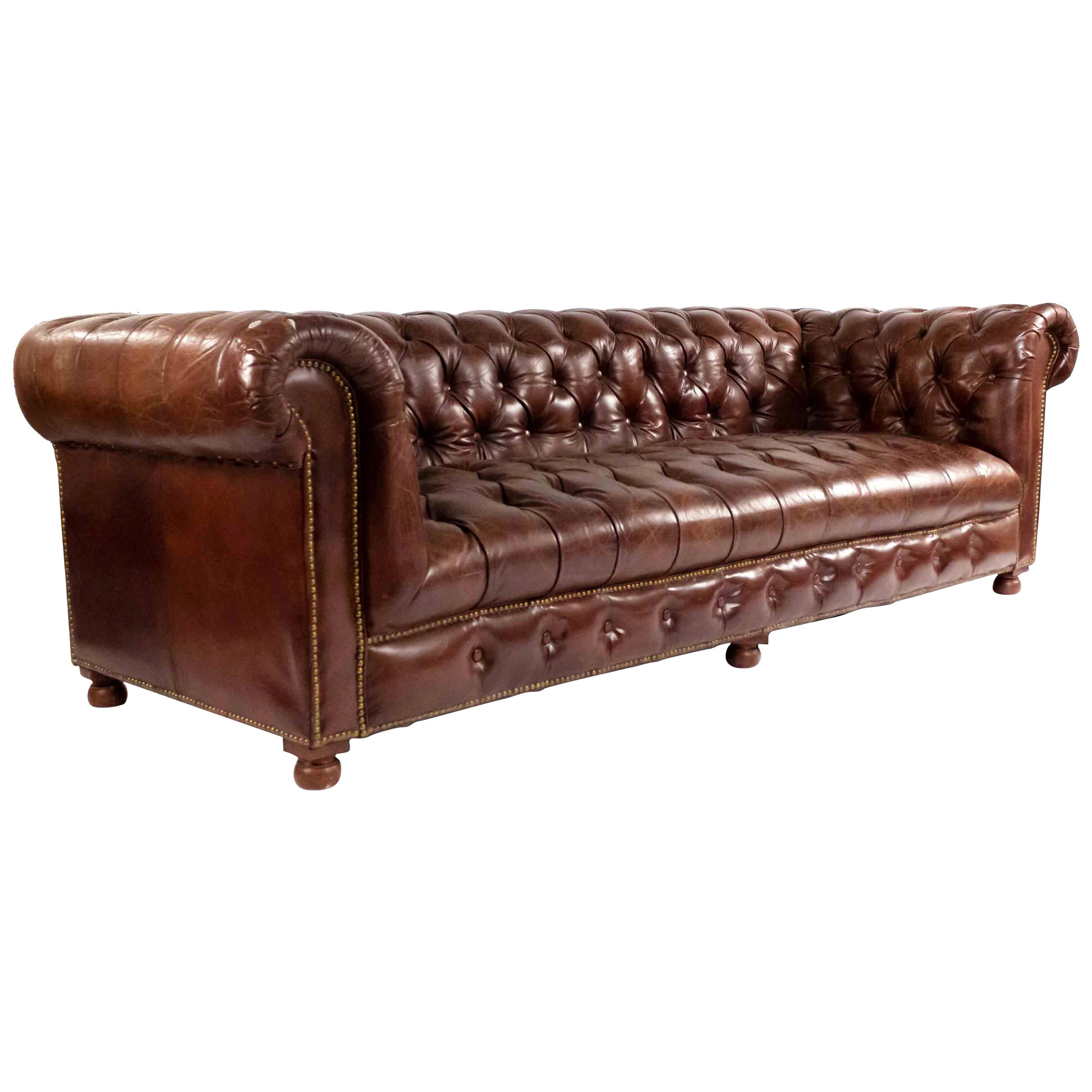 Chocolate Brown Leather Chesterfield Sofa