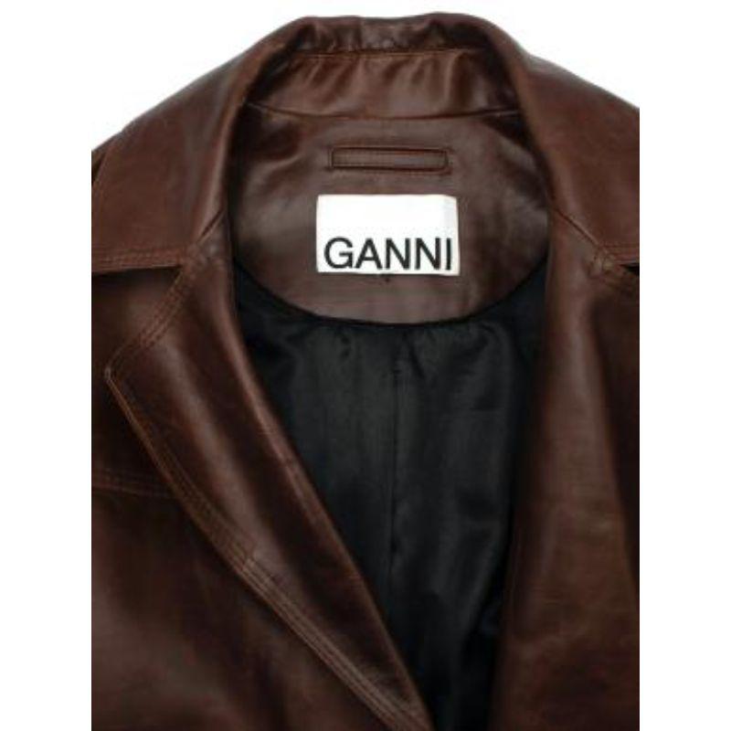 Black Chocolate brown longline leather coat For Sale