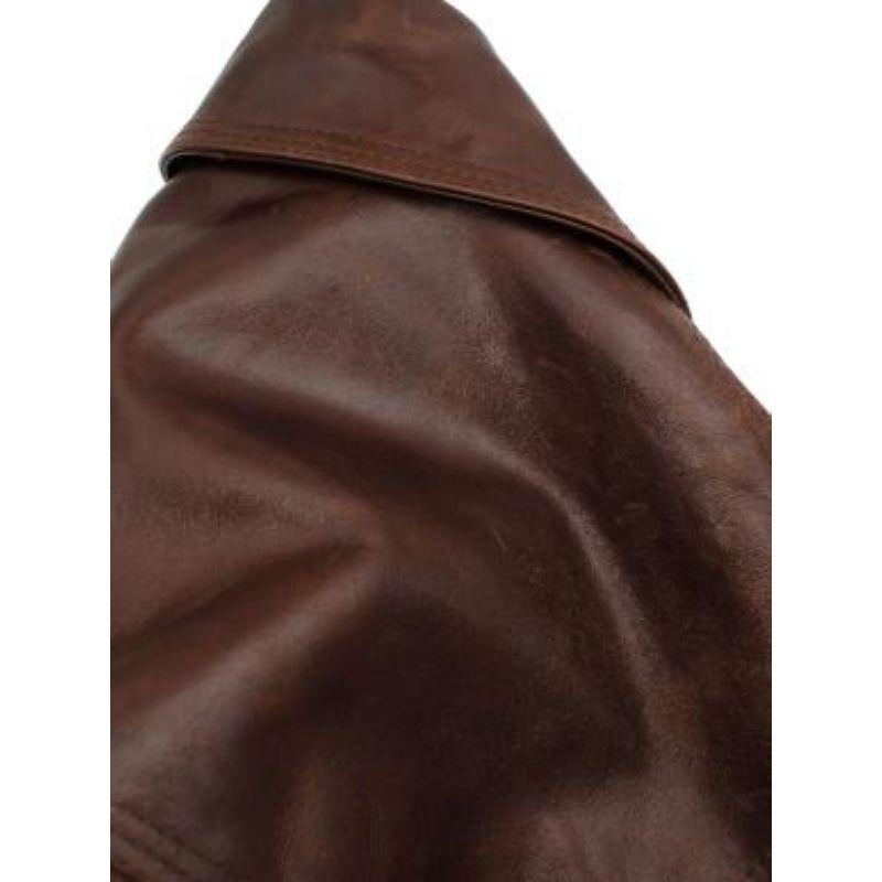 Men's Chocolate brown longline leather coat For Sale