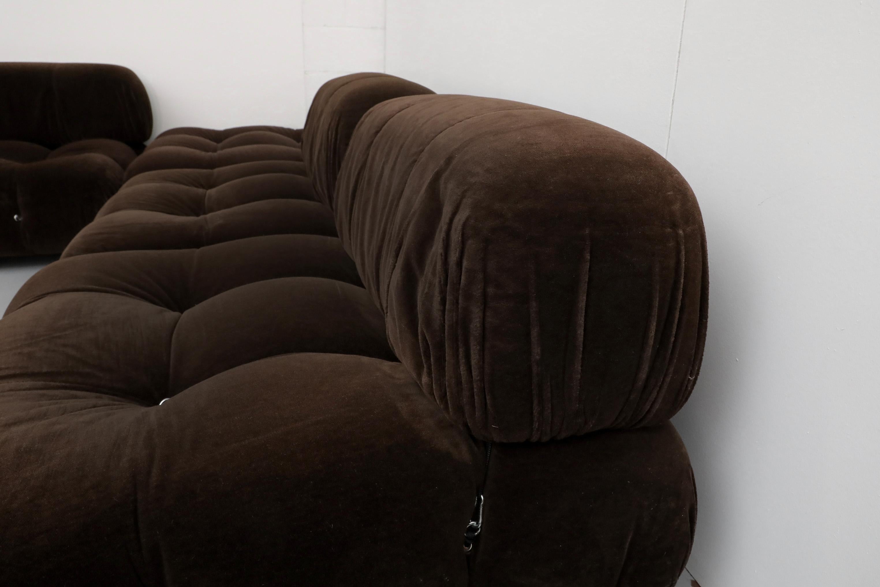 Chocolate Brown Mohair 'Camaleonda' 7 Piece Sofa by Mario Bellini for B&B Italia 6