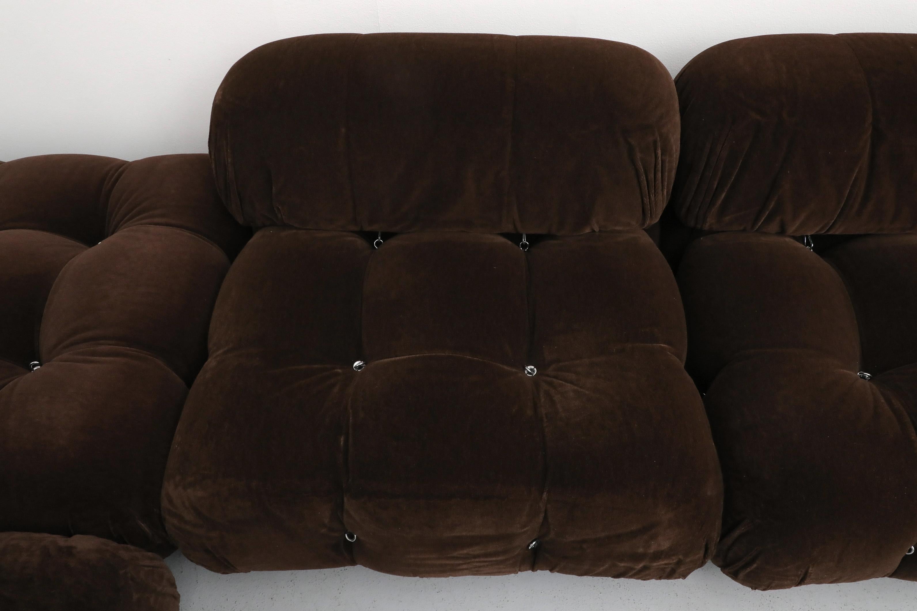 Chocolate Brown Mohair 'Camaleonda' 7 Piece Sofa by Mario Bellini for B&B Italia 7