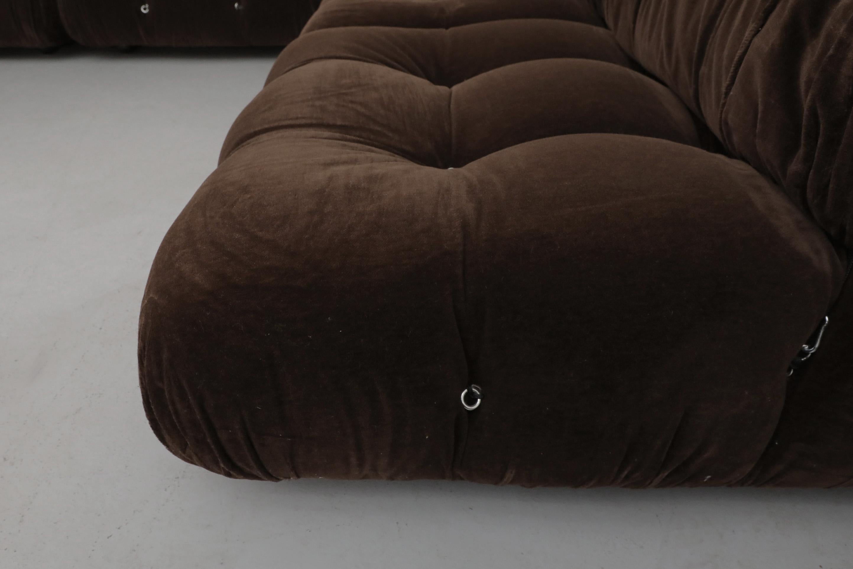 Chocolate Brown Mohair 'Camaleonda' 7 Piece Sofa by Mario Bellini for B&B Italia 11