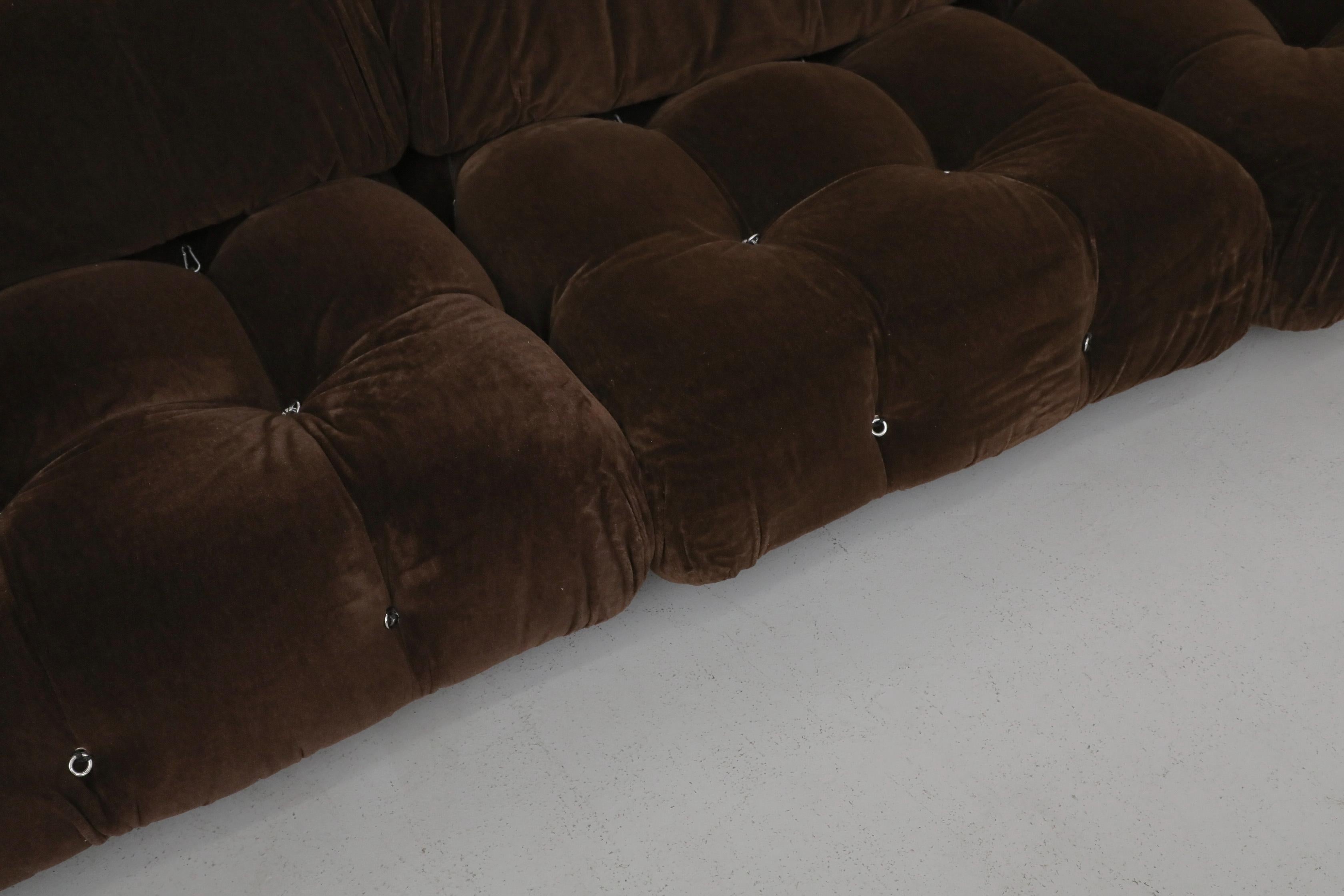 Chocolate Brown Mohair 'Camaleonda' 7 Piece Sofa by Mario Bellini for B&B Italia 12