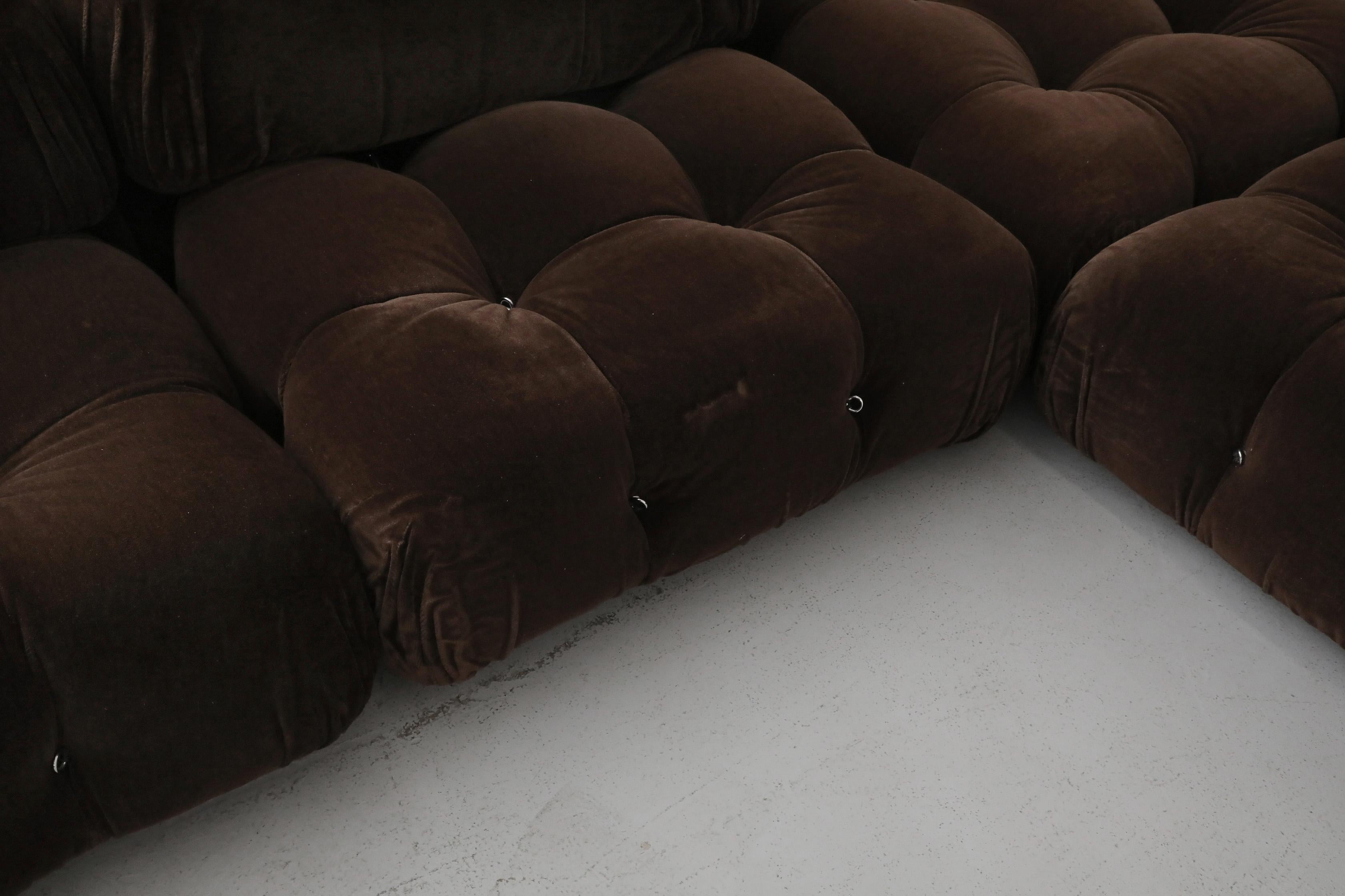 Chocolate Brown Mohair 'Camaleonda' 7 Piece Sofa by Mario Bellini for B&B Italia 13