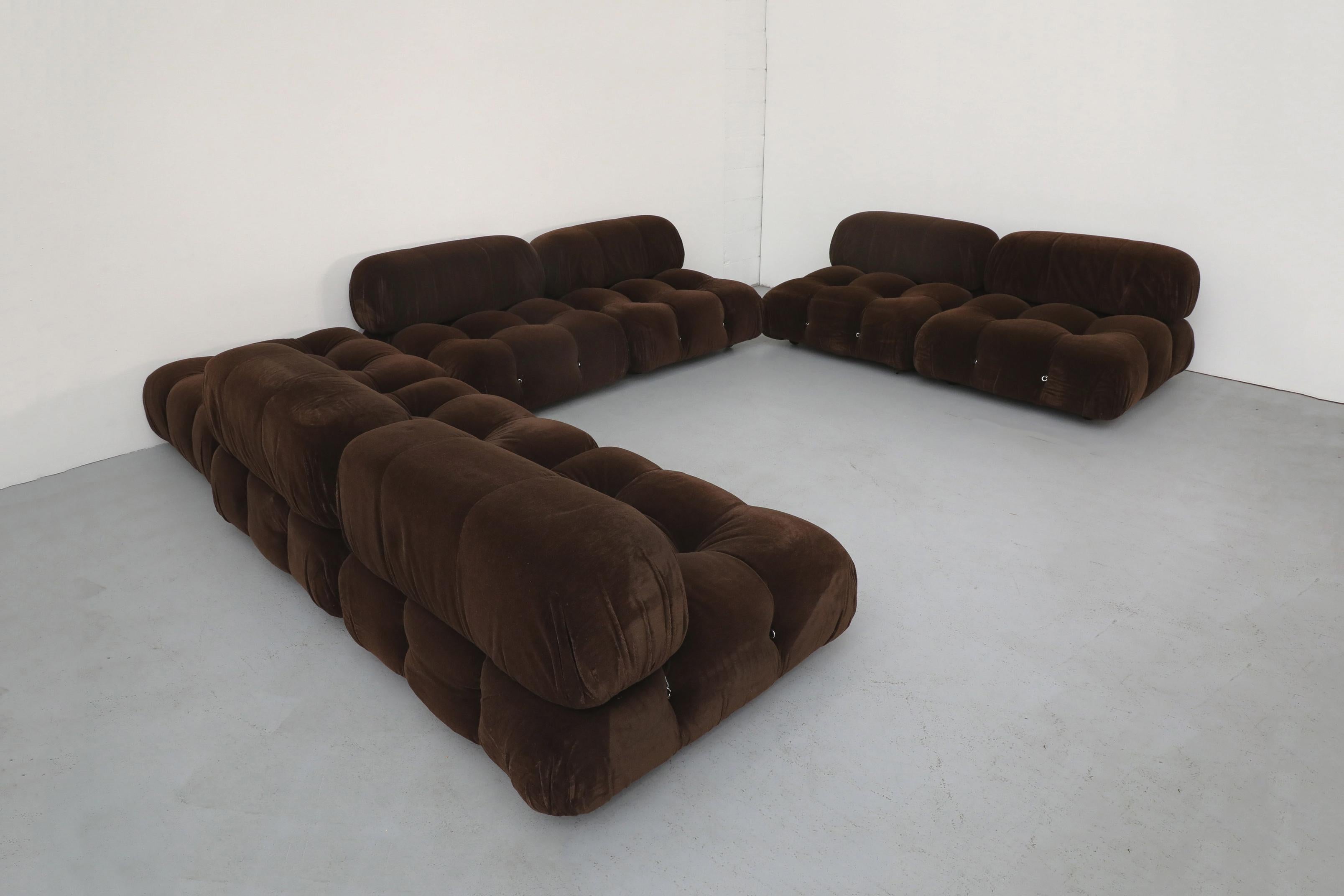Mario Bellini 'Camaleonda' 7-Piece Modular Sofa in Chocolate Brown Mohair,
Designed by Mario Bellini  Produced by B&B Italia  Italy, 1970s

An iconic expression of radical 1970s Italian design, the Camaleonda sofa by Mario Bellini remains one of the