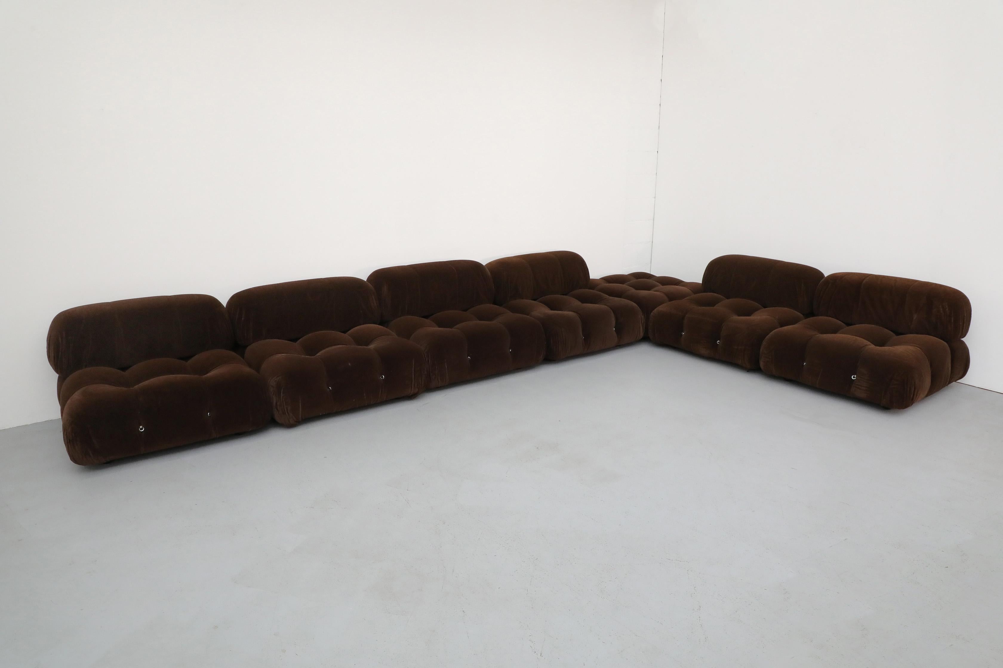 Chocolate Brown Mohair 'Camaleonda' 7 Piece Sofa by Mario Bellini for B&B Italia In Good Condition In Los Angeles, CA