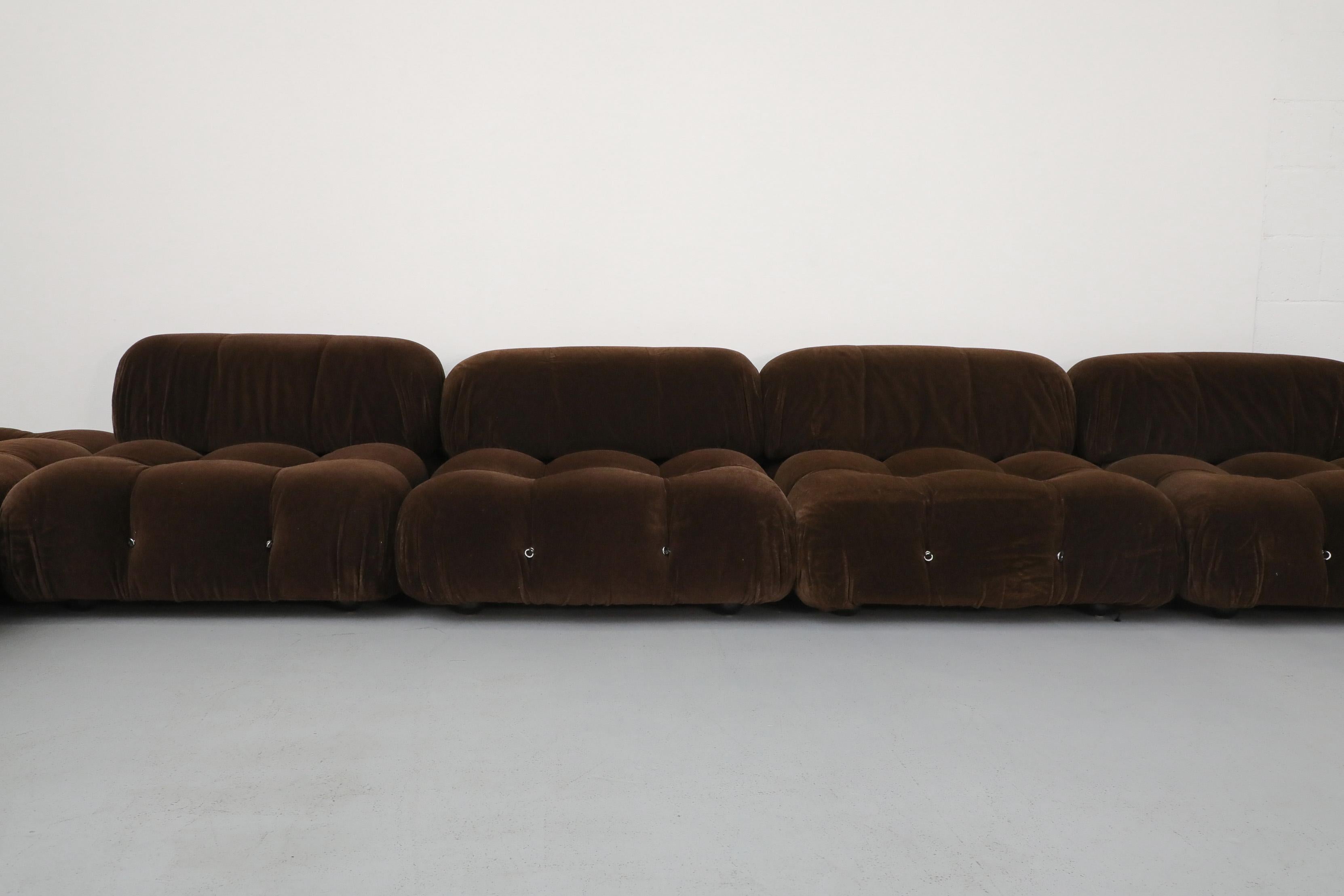 Late 20th Century Chocolate Brown Mohair 'Camaleonda' 7 Piece Sofa by Mario Bellini for B&B Italia