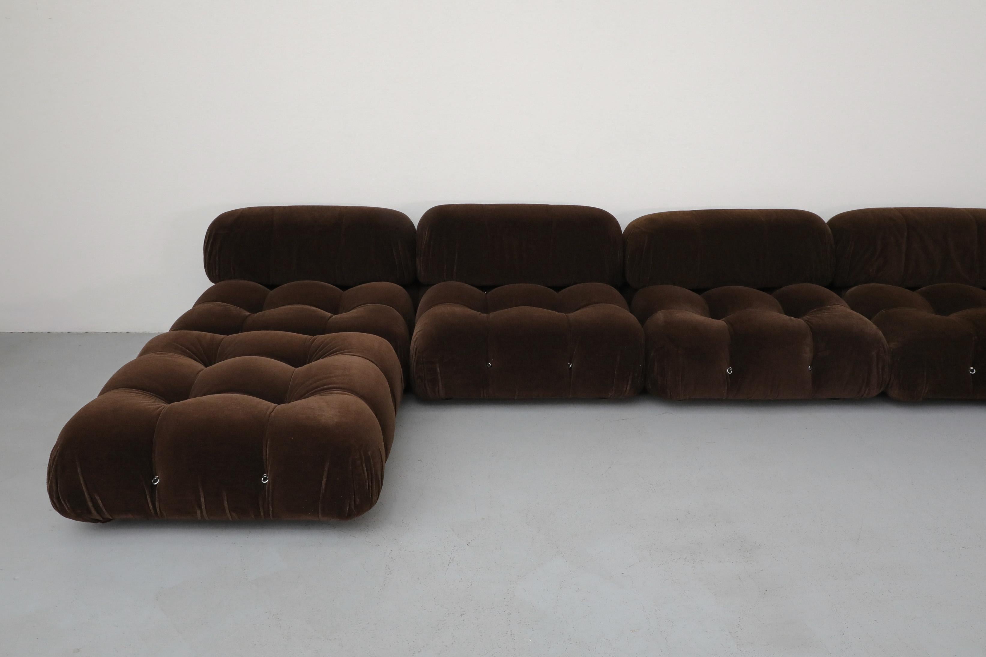 Chocolate Brown Mohair 'Camaleonda' 7 Piece Sofa by Mario Bellini for B&B Italia 1