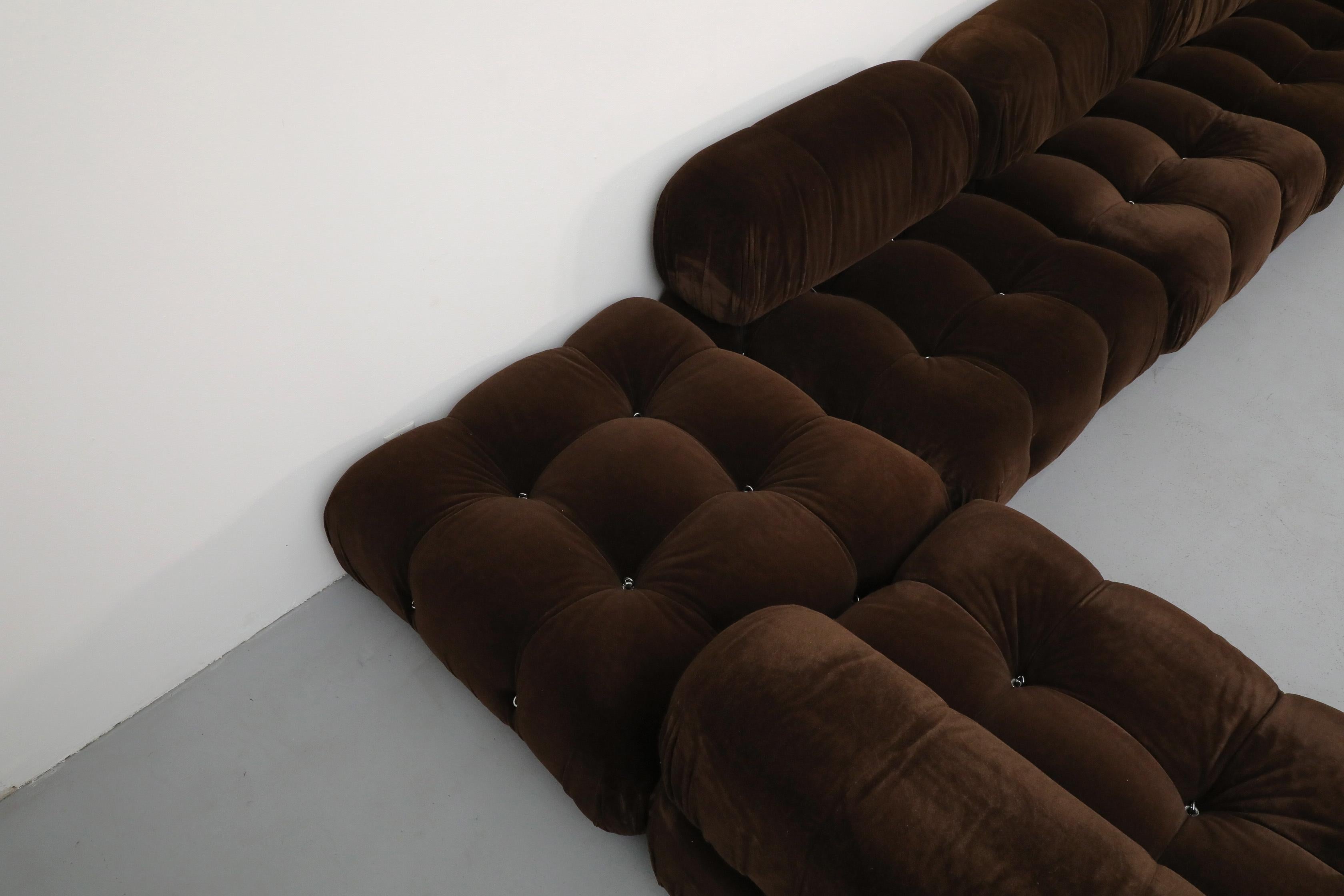Chocolate Brown Mohair 'Camaleonda' 7 Piece Sofa by Mario Bellini for B&B Italia 3