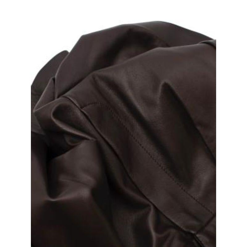 Black Chocolate brown pleat-front leather shorts For Sale