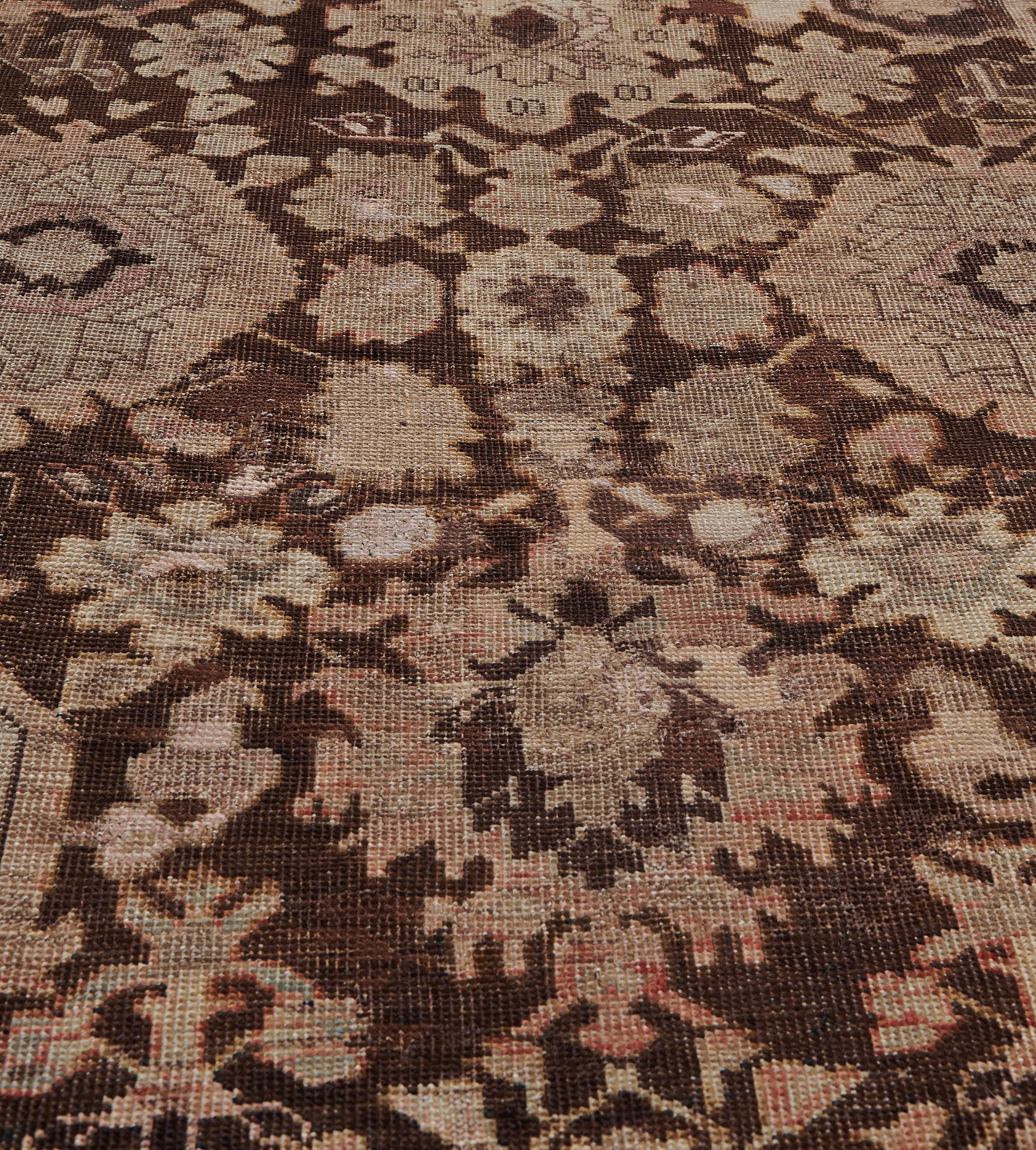 Chocolate-Brown Traditional Handwoven Wool Persian Karabagh Runner In Good Condition For Sale In West Hollywood, CA
