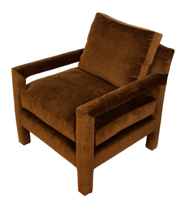 Chocolate Brown Velvet 1960s Parsons Chair at 1stDibs brown velvet