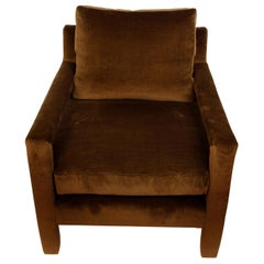 Chocolate Brown Velvet 1960s Parsons Chair