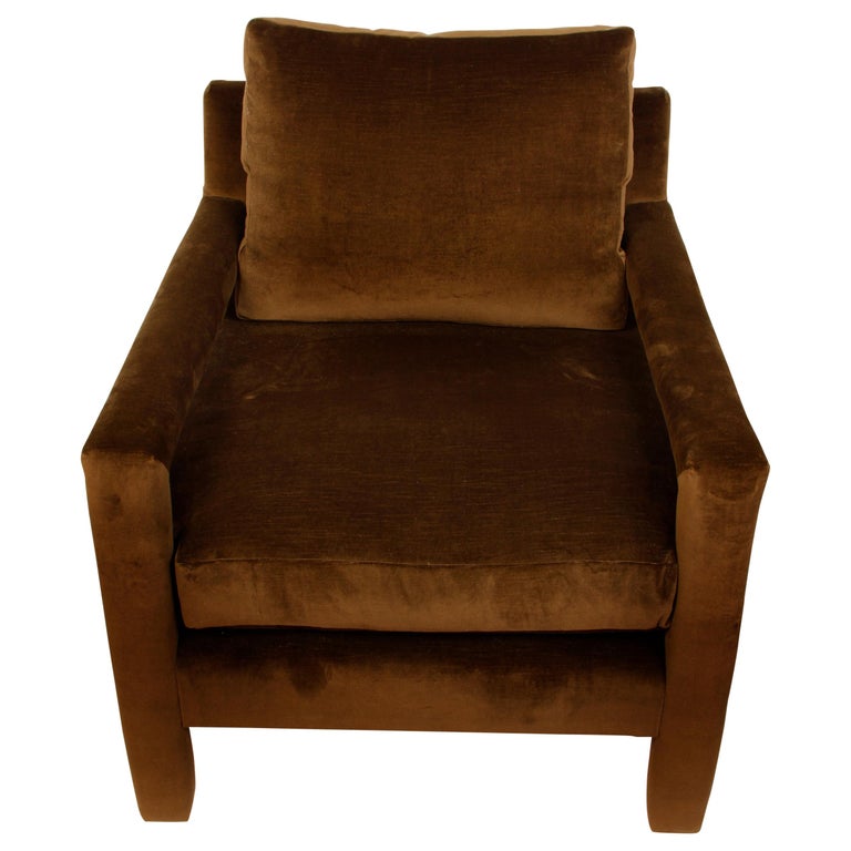 Chocolate Brown Velvet 1960s Parsons Chair at 1stDibs brown velvet