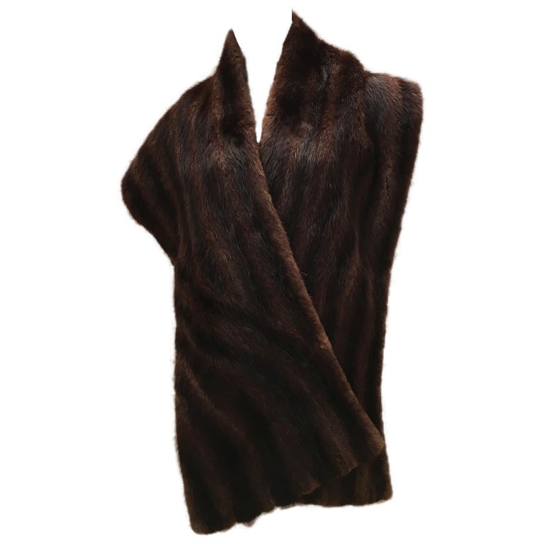 Chocolate Brown Vintage Mink Shawl For Sale at 1stDibs