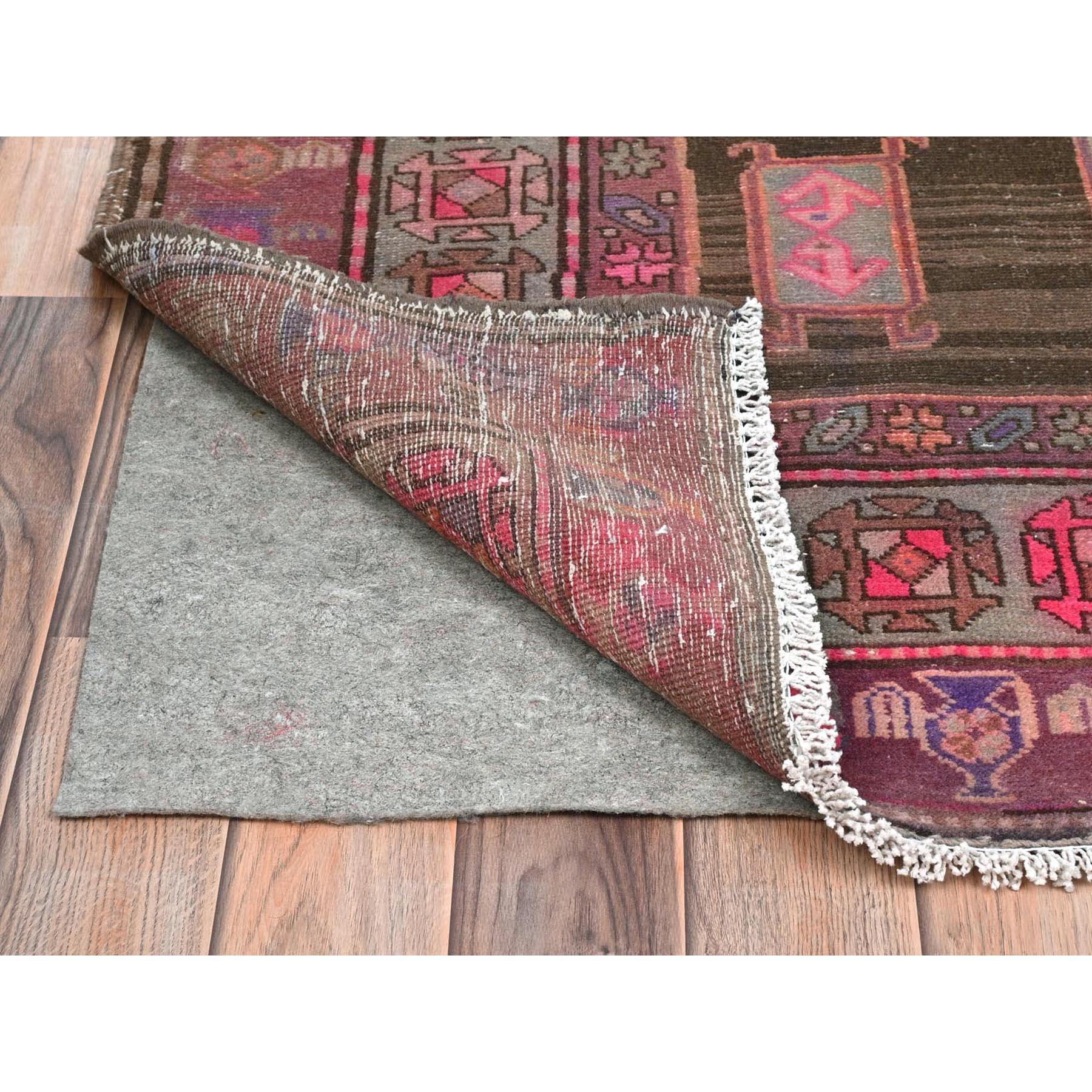 Medieval Chocolate Brown Vintage Northwest Persian Abrash Hand Knotted Pure Wool Rug For Sale