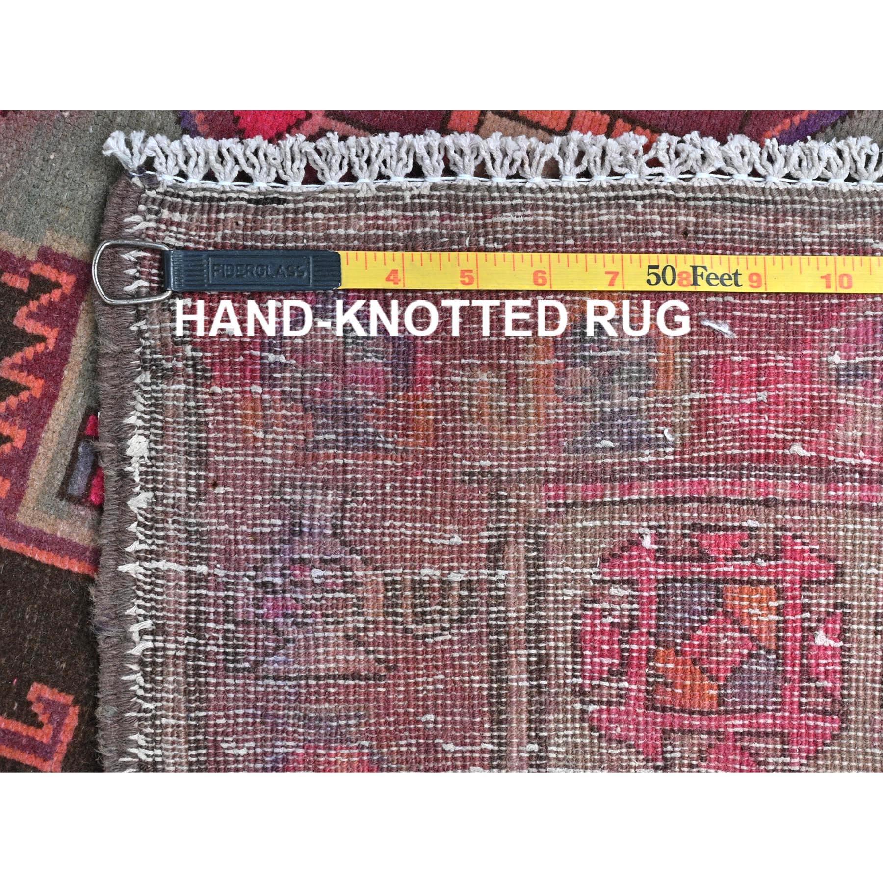 Chocolate Brown Vintage Northwest Persian Abrash Hand Knotted Pure Wool Rug (Mitte des 20. Jahrhunderts) im Angebot