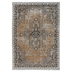 Chocolate Brown, Retro Persian Bakhtiar, Hand Knotted Worn Wool Distressed Rug