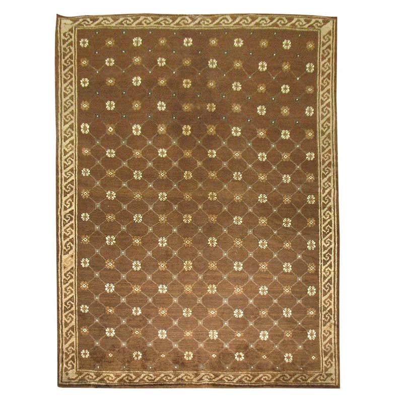 Vintage Turkish Brown Rug For Sale at 1stDibs