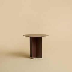 Chocolate Brown Steel Side Table with Round Top by Lebanto