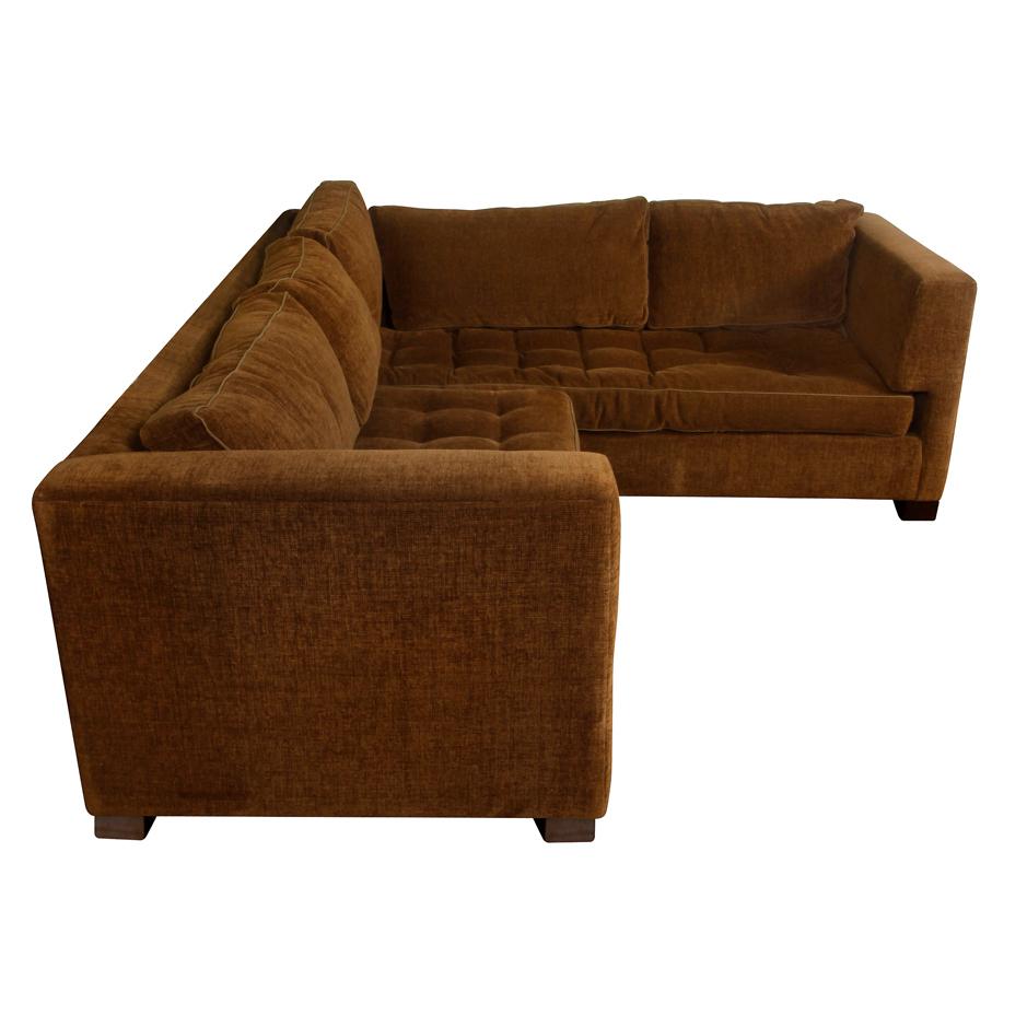 Chocolate brown chenille sectional form sofa. Longer section measures: 95
