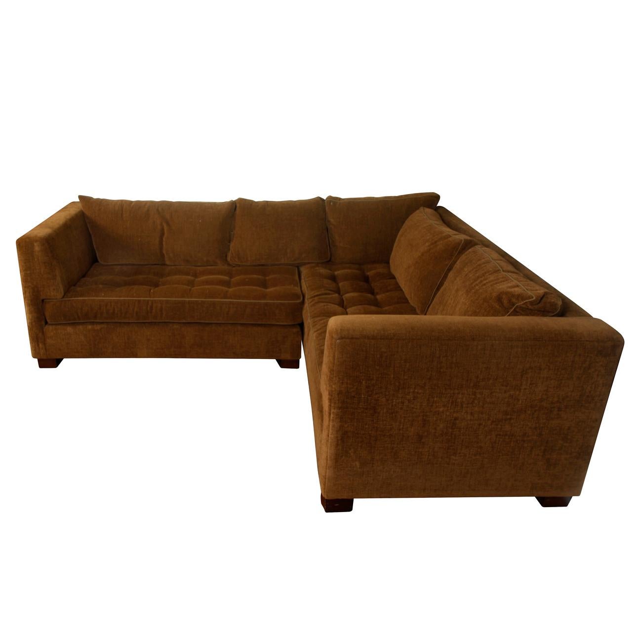 Schokoladenschokoladenfarbenes Chenille-Sofa (Moderne) im Angebot