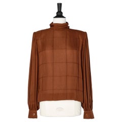 Chocolate chiffon blouse with top-stitching Galanos 