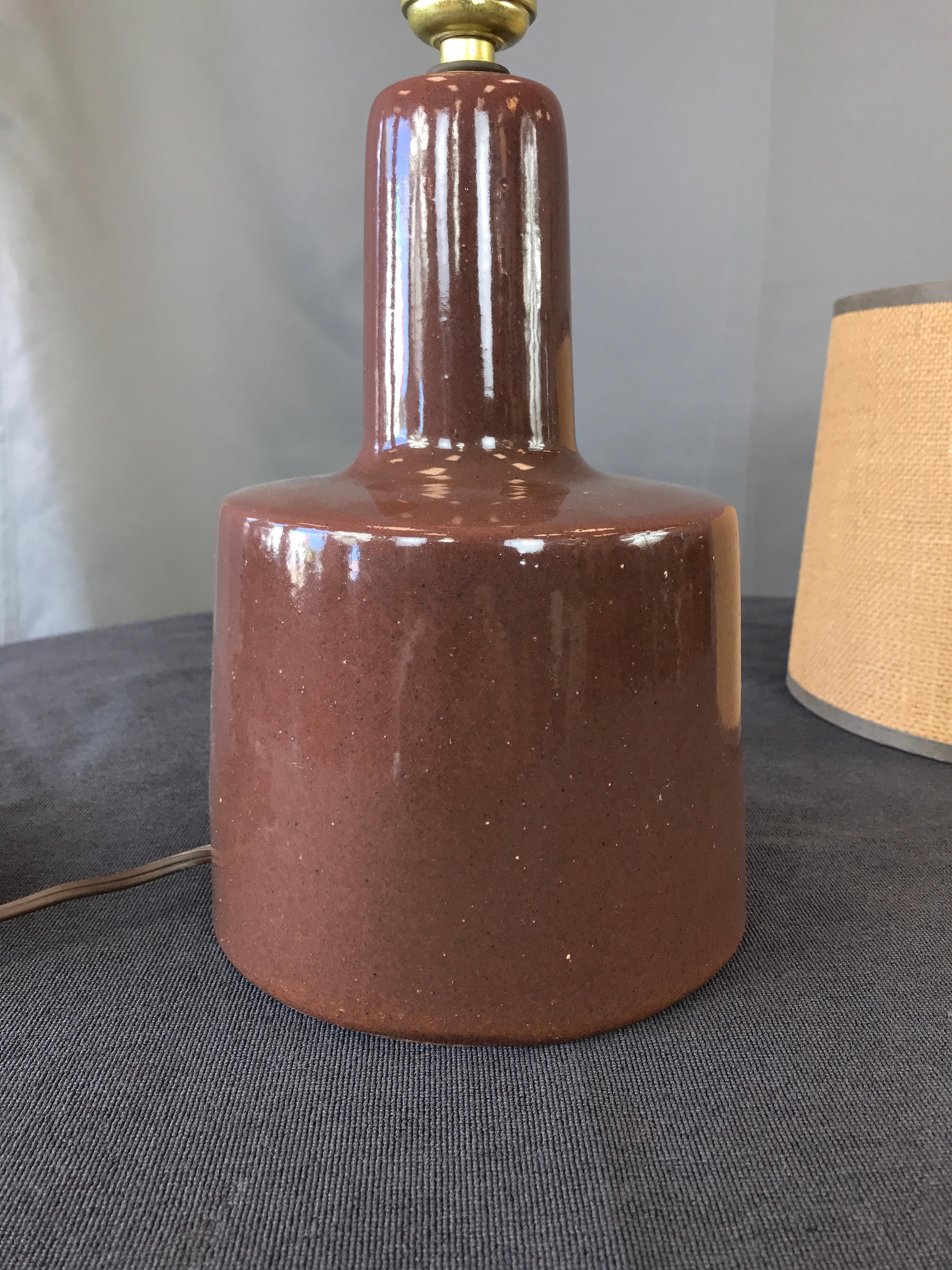 Chocolate Color Gordon and Jane Martz Table Lamp for Marshall Studios In Good Condition In San Francisco, CA