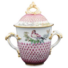 Antique Chocolate Cup, Pink Scale and Birds, Chelsea, C1765