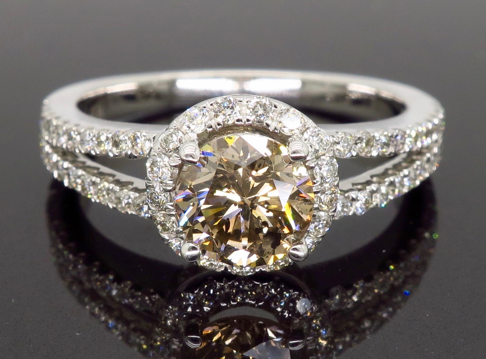 Round Cut Chocolate Diamond Halo Engagement Ring