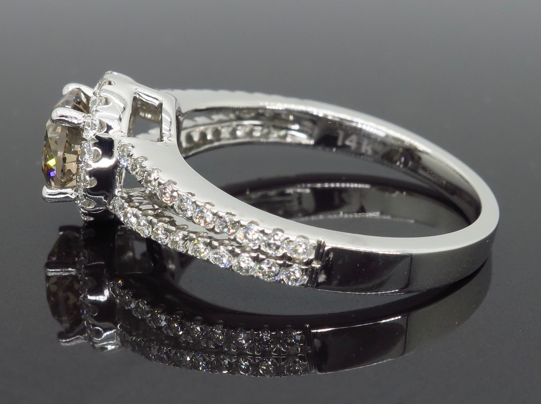 Women's or Men's Chocolate Diamond Halo Engagement Ring