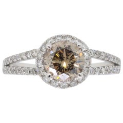 Chocolate Diamond Halo Engagement Ring