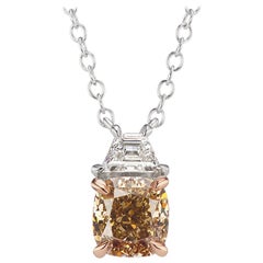 Chocolate Diamond Pendant 
G.I.A Certified
 1.83 Carat 18K Rose and White Gold