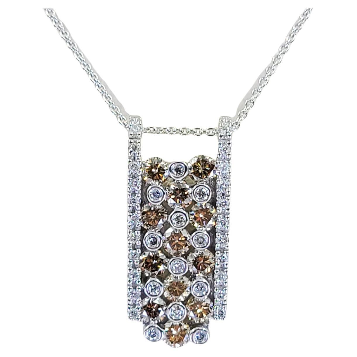 Chocolate Diamond Pendant Necklace in White Gold