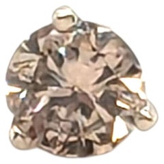 Chocolate Diamond Single Stud Earring RBC Pushback .42ct Mined 14K White Gold