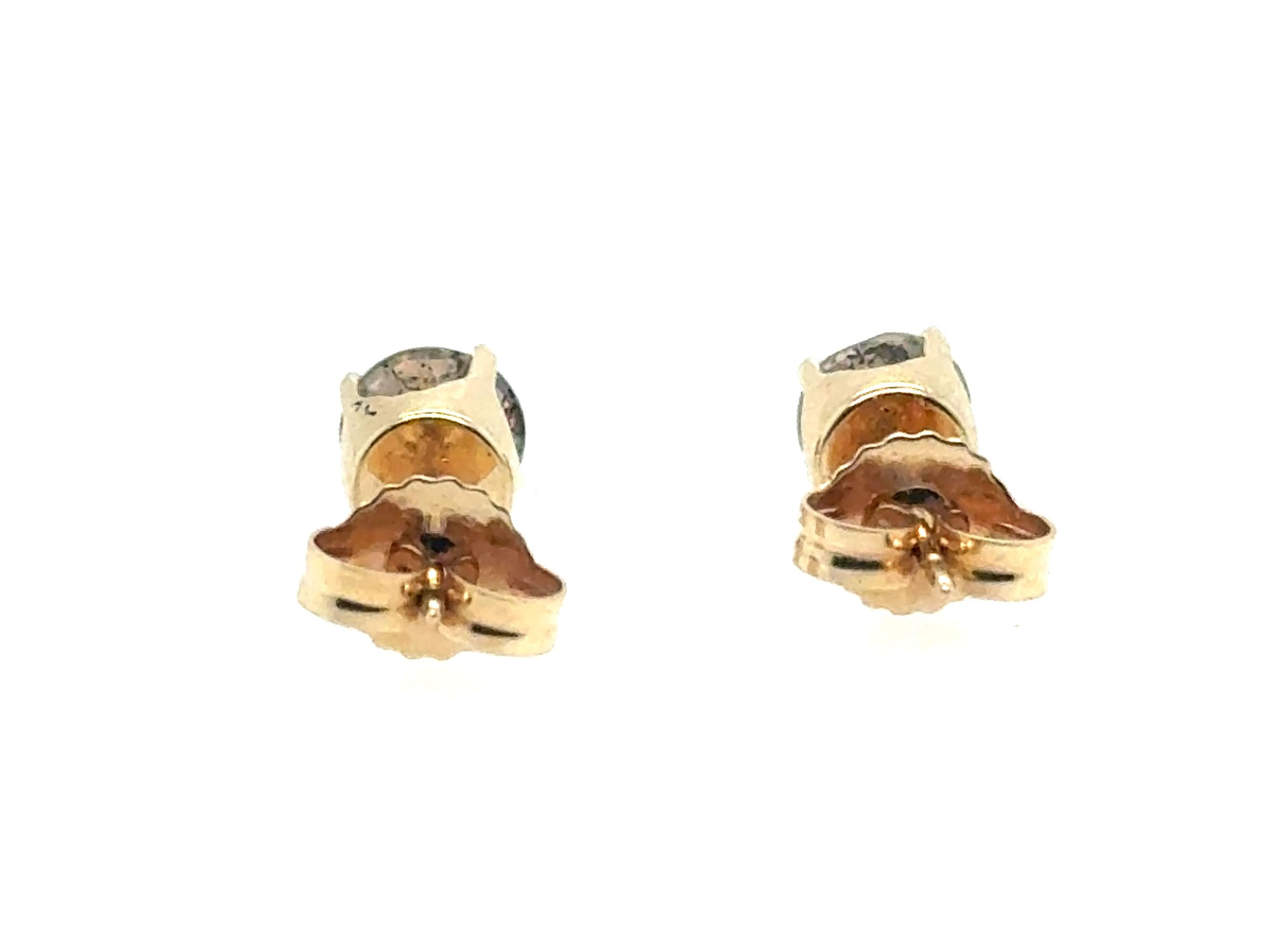 Schokoladen-Diamant-Ohrstecker 1 Karat Rundbrillant 14K Gelbgold 1ct (Rundschliff) im Angebot