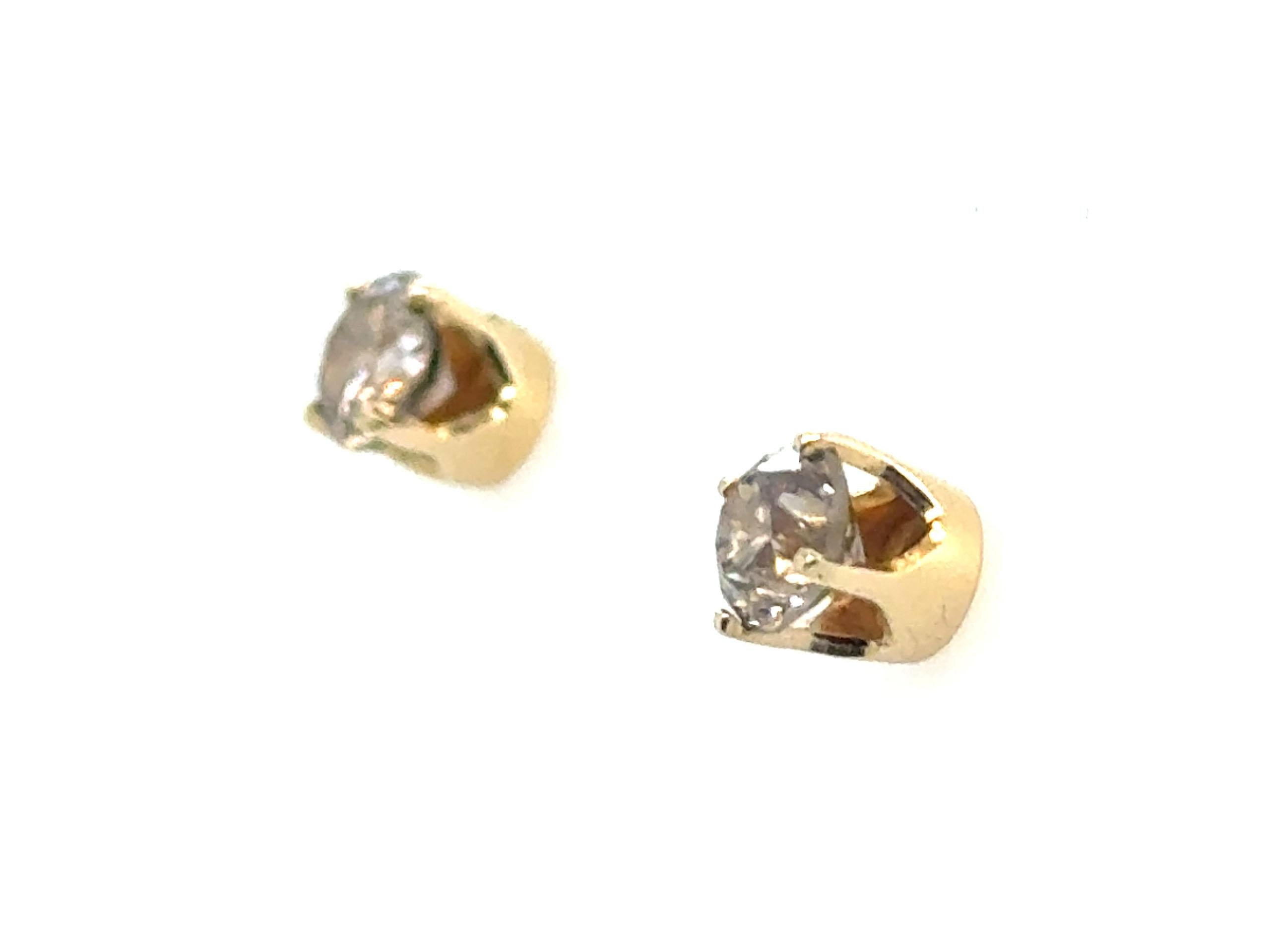 Schokoladen-Diamant-Ohrstecker 1 Karat Rundbrillant 14K Gelbgold 1ct für Damen oder Herren im Angebot