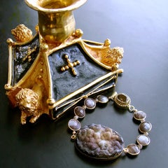 Chocolate Druzy Moonstone Champagne Topaz Smokey Quartz Bracelet, Cari Bracelet