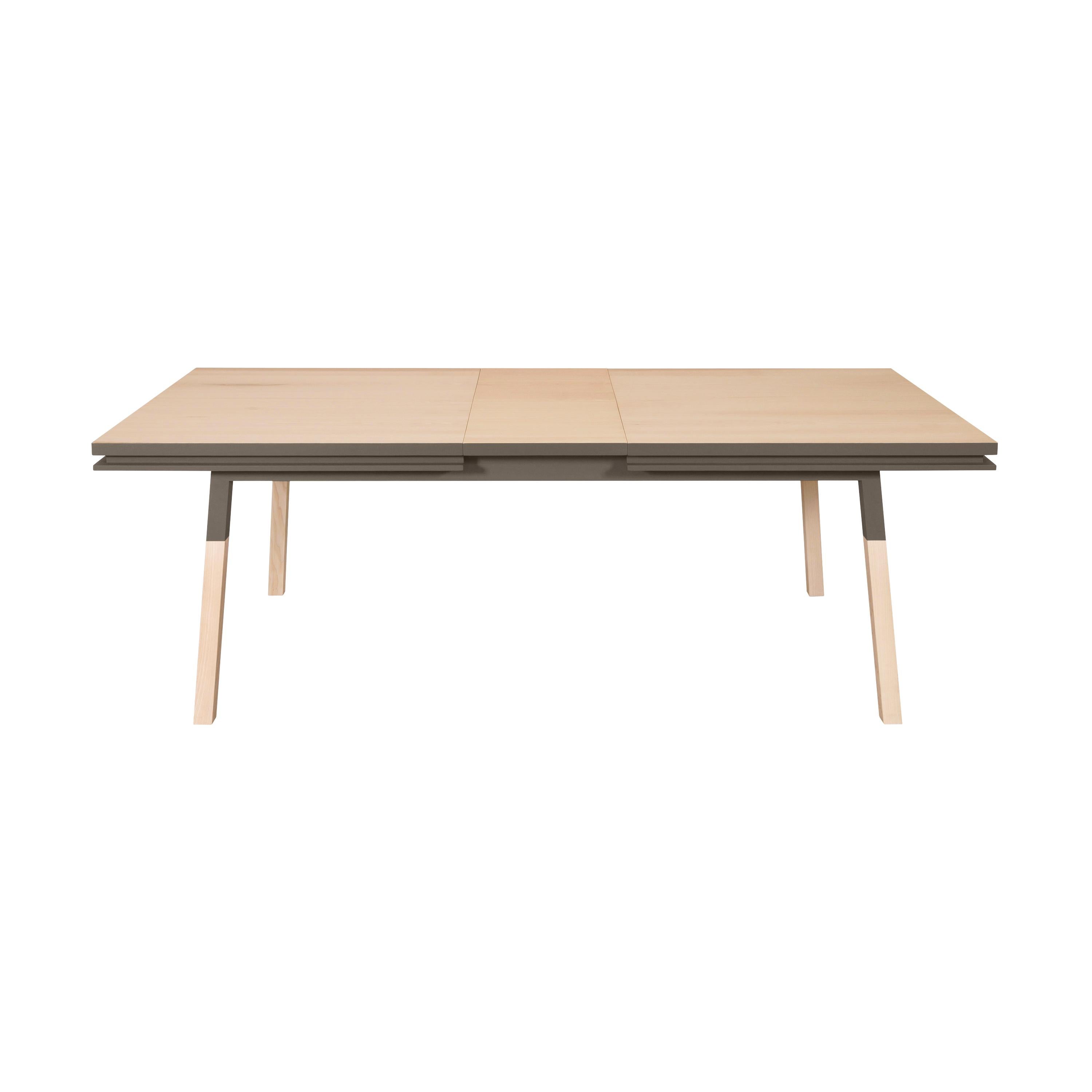 Contemporary Chocolate Gray Extensible Table, 100% Solid Wood and Customizable 11 Colors For Sale