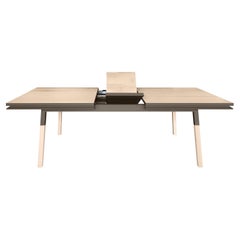 Chocolate Gray Extensible Table, 100% Solid Wood and Customizable 11 Colors