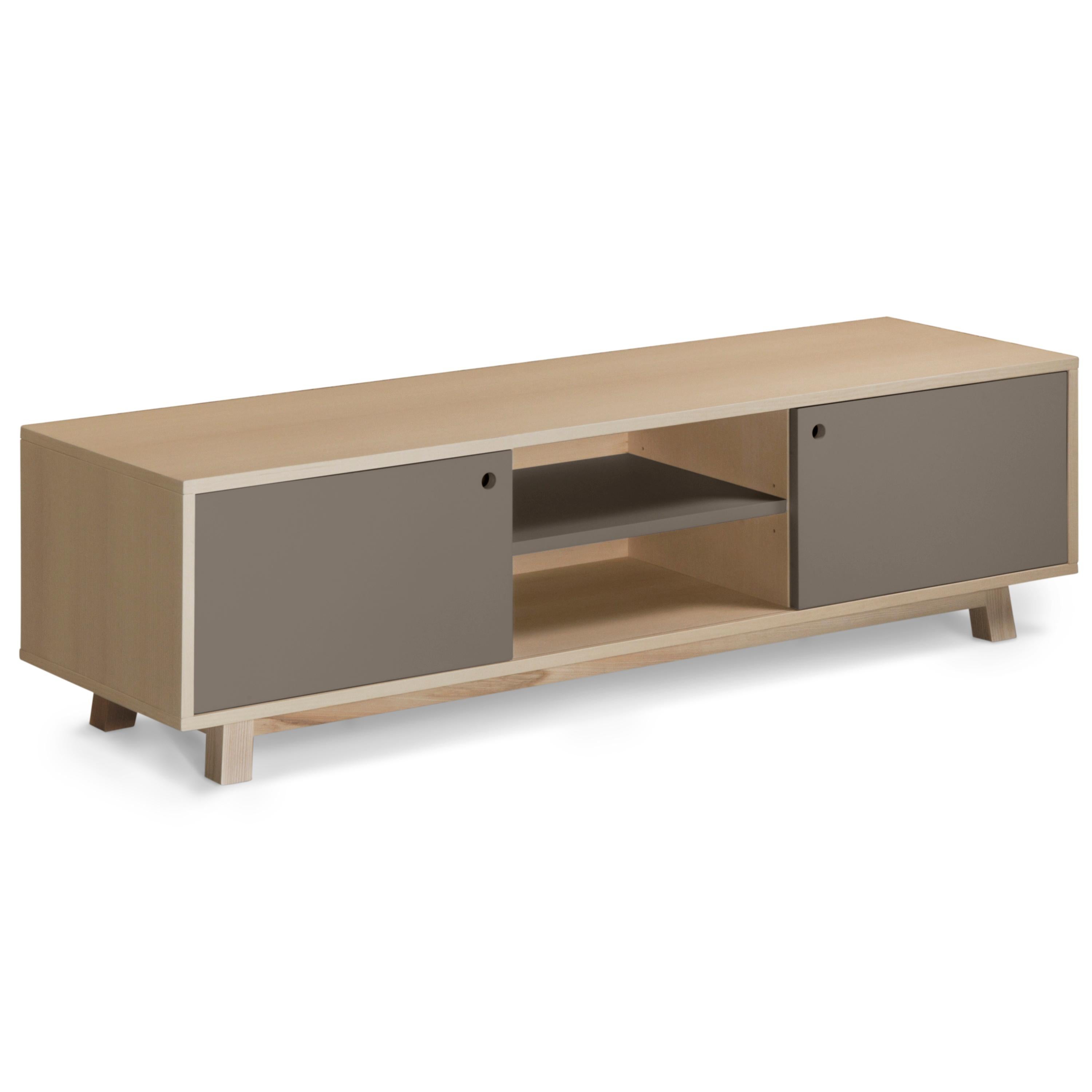 Ash Chocolate gray 2-door TV stand with 11 colours - designed by Eric Gizard, Paris For Sale