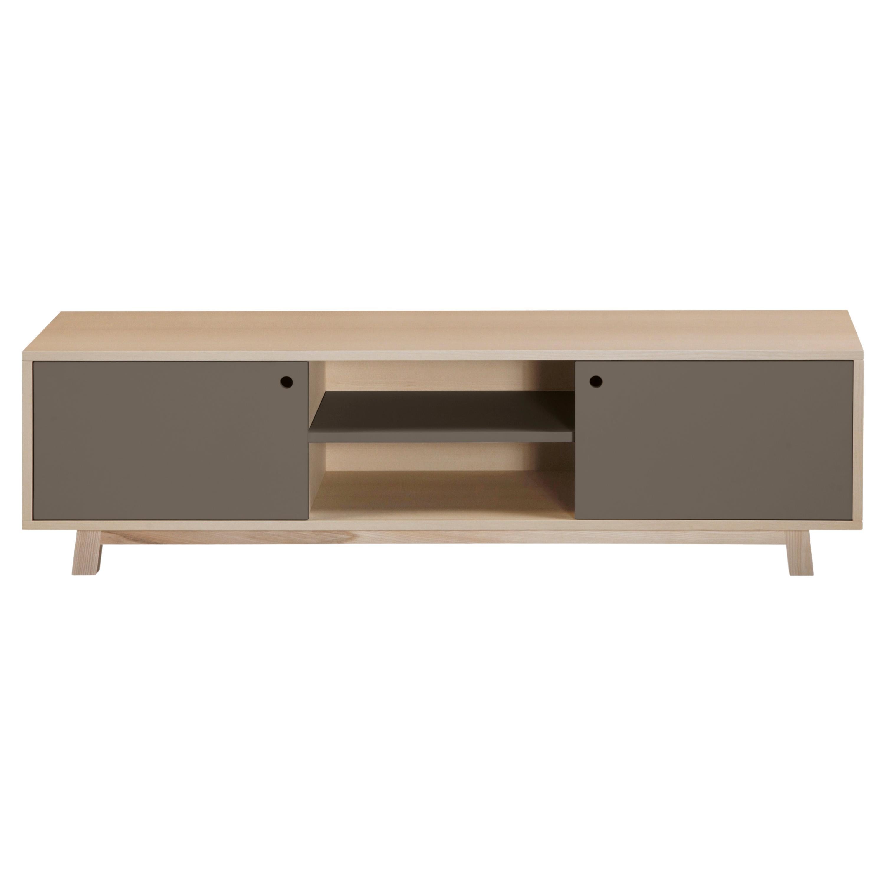 Chocolate gray 2-door TV stand with 11 colours - designed by Eric Gizard, Paris For Sale