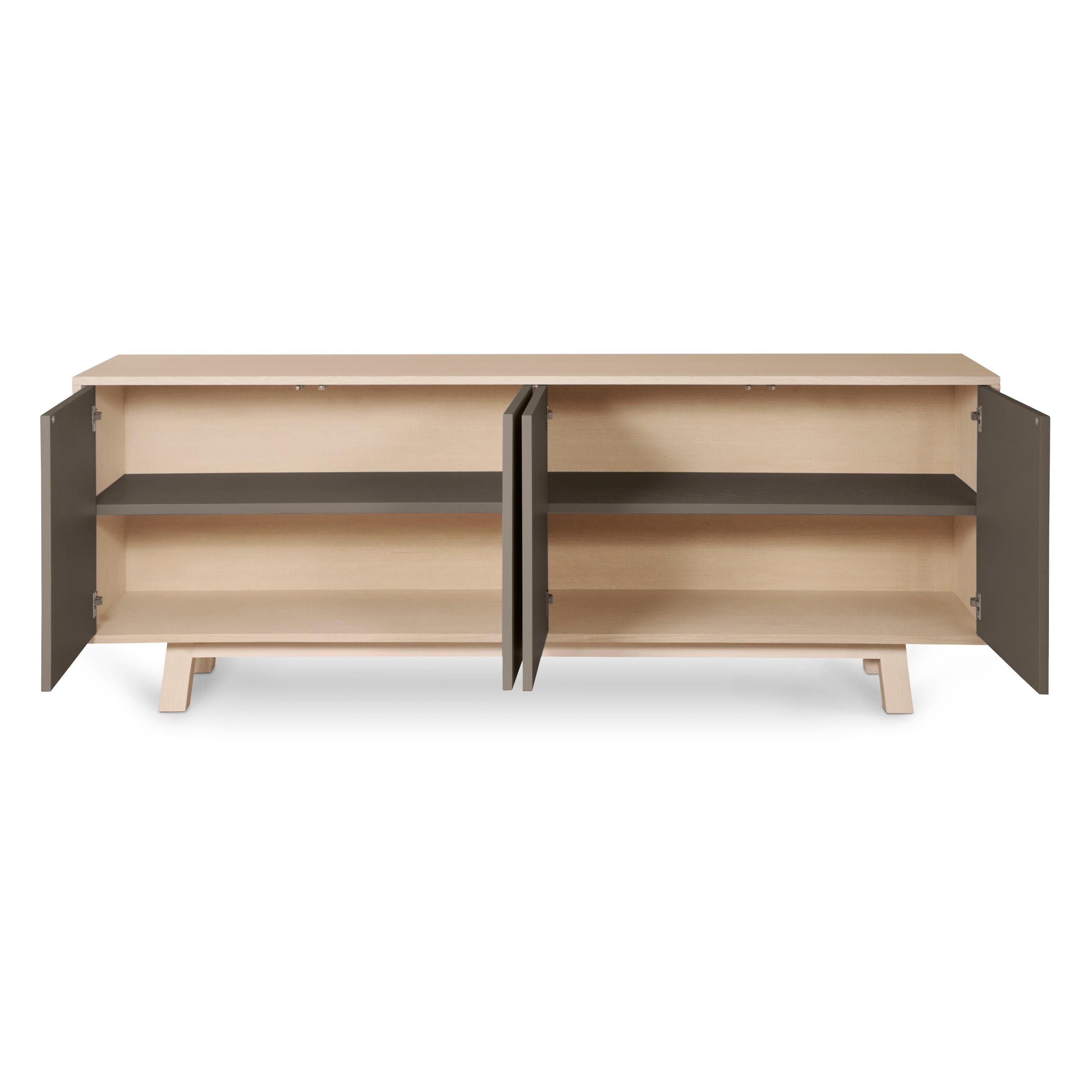 French Chocolate Grey 4-Door Sideboard, Design Eric Gizard, Paris, 11 Colors Available For Sale