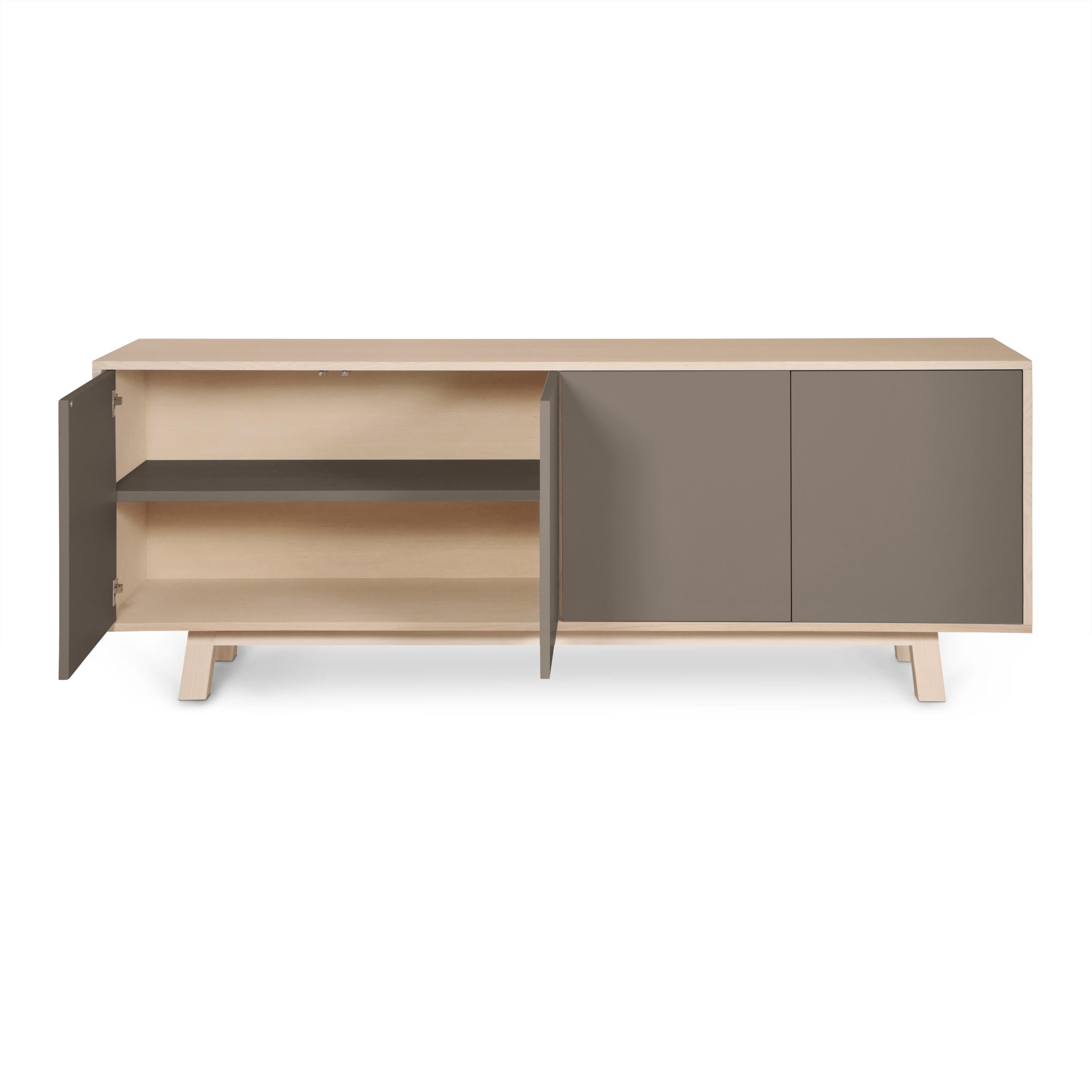 Chocolate Grey 4-Door Sideboard, Design Eric Gizard, Paris, 11 Colors Available In New Condition For Sale In Landivy, FR