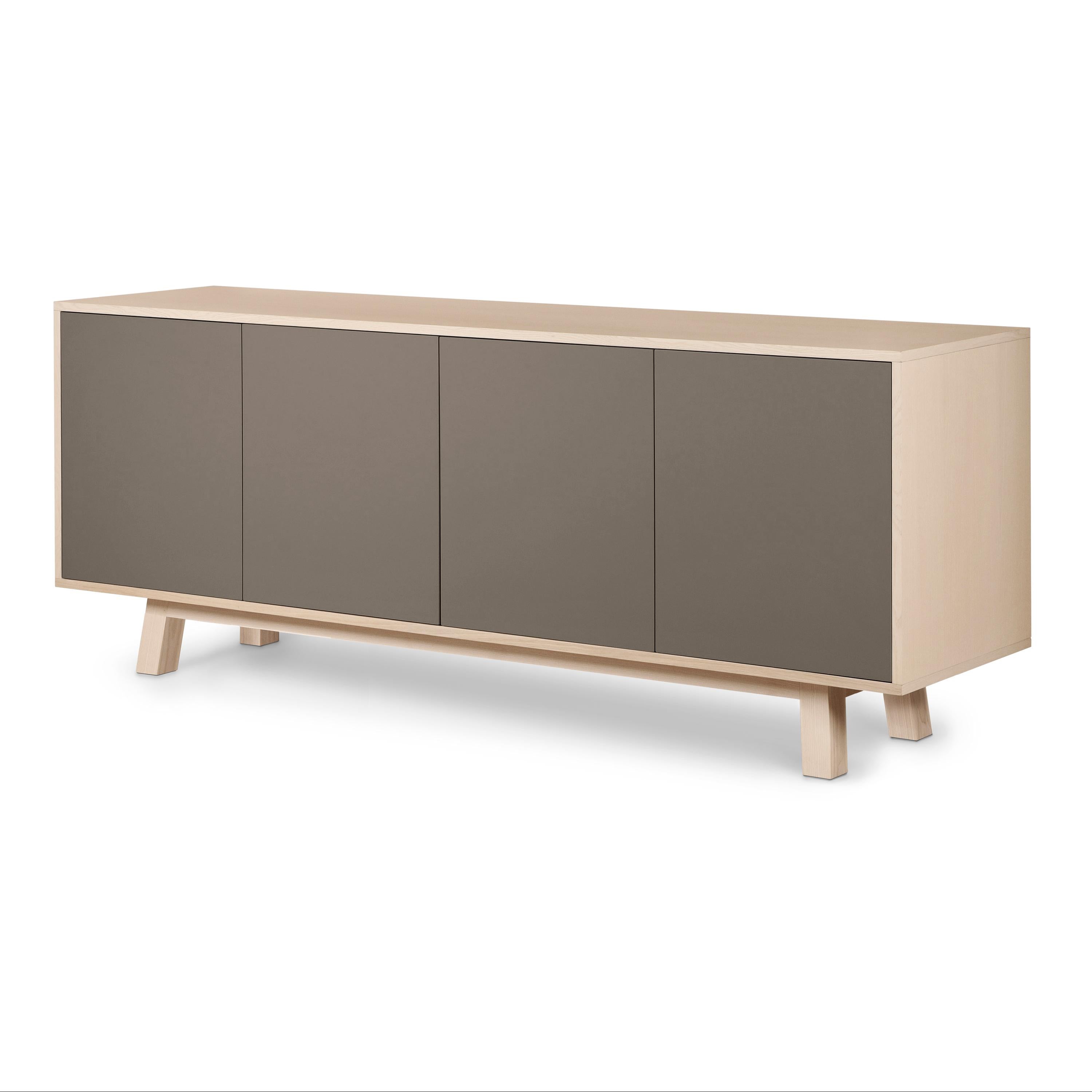 Ash Chocolate Grey 4-Door Sideboard, Design Eric Gizard, Paris, 11 Colors Available For Sale