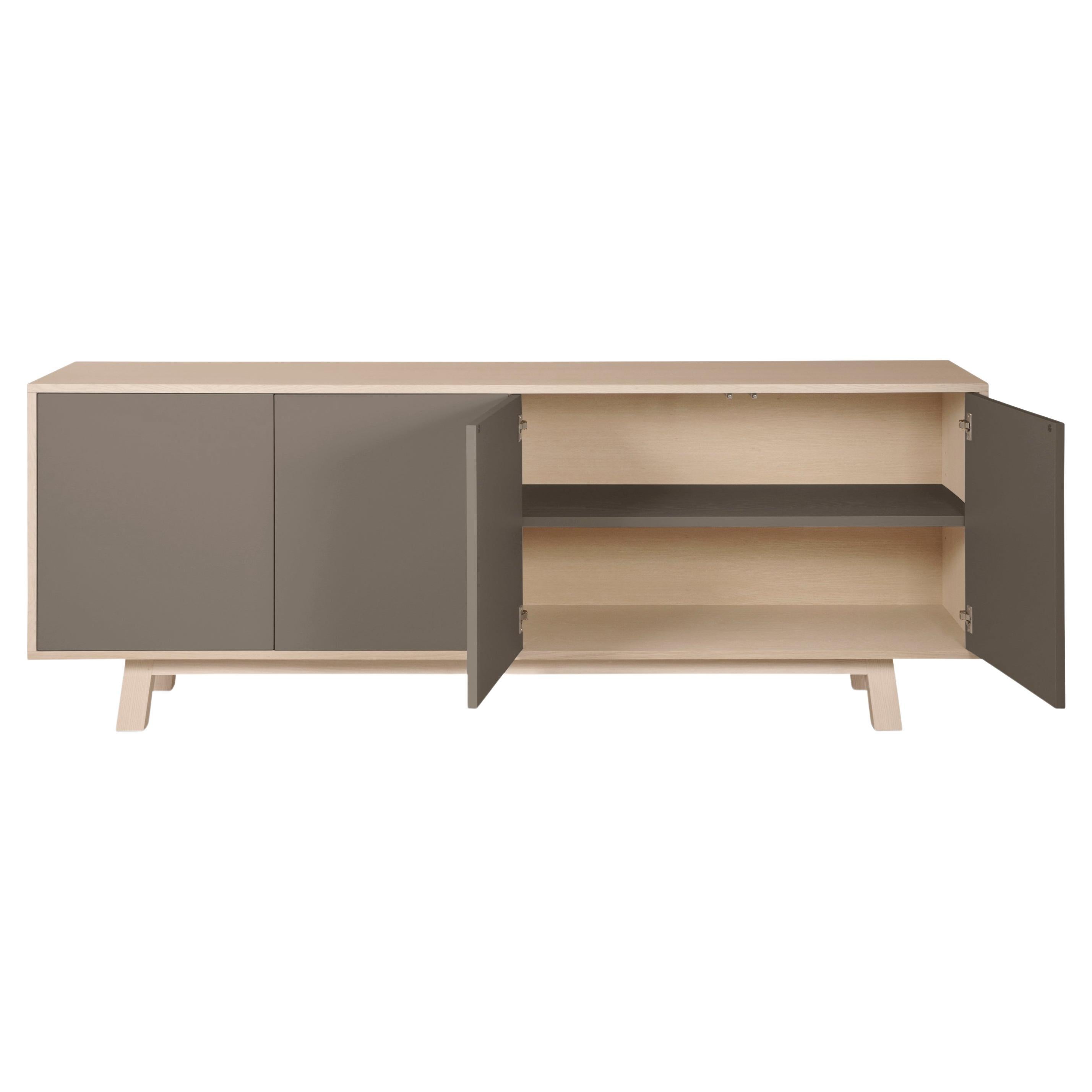 Chocolate Grey 4-Door Sideboard, Design Eric Gizard, Paris, 11 Colors Available For Sale