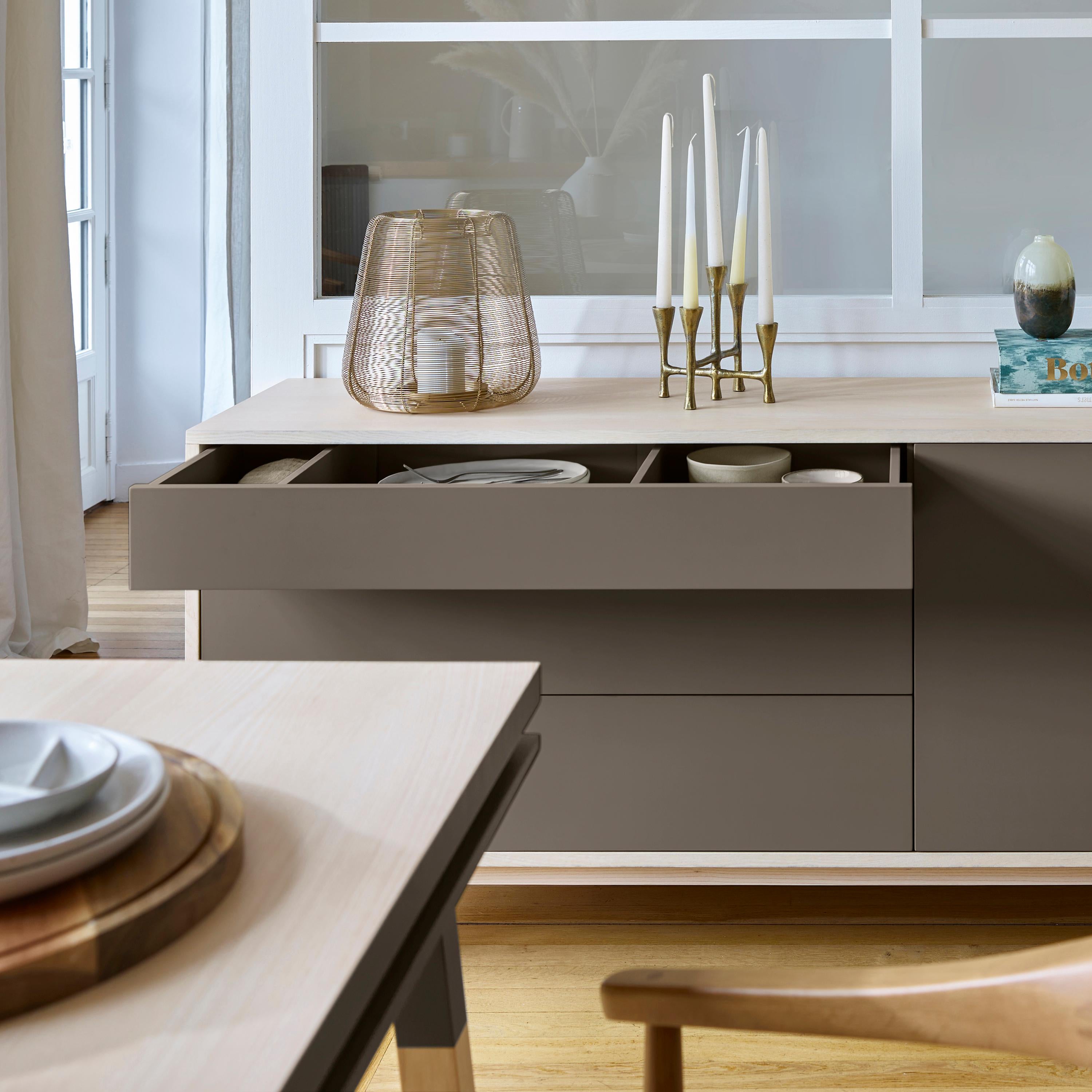 Scandinavian Modern Chocolate Gray sideboard in Ash, Design Eric Gizard in Paris + 10 other colours For Sale